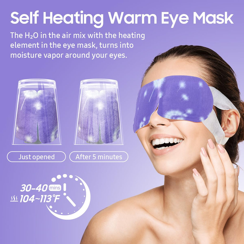 BeHoomi Steam Eye Mask, 10 Packs Heated Eye Mask, Self Heating Disposable SPA Warm Compress for Eyes Sleep Mask, Travel Essentials