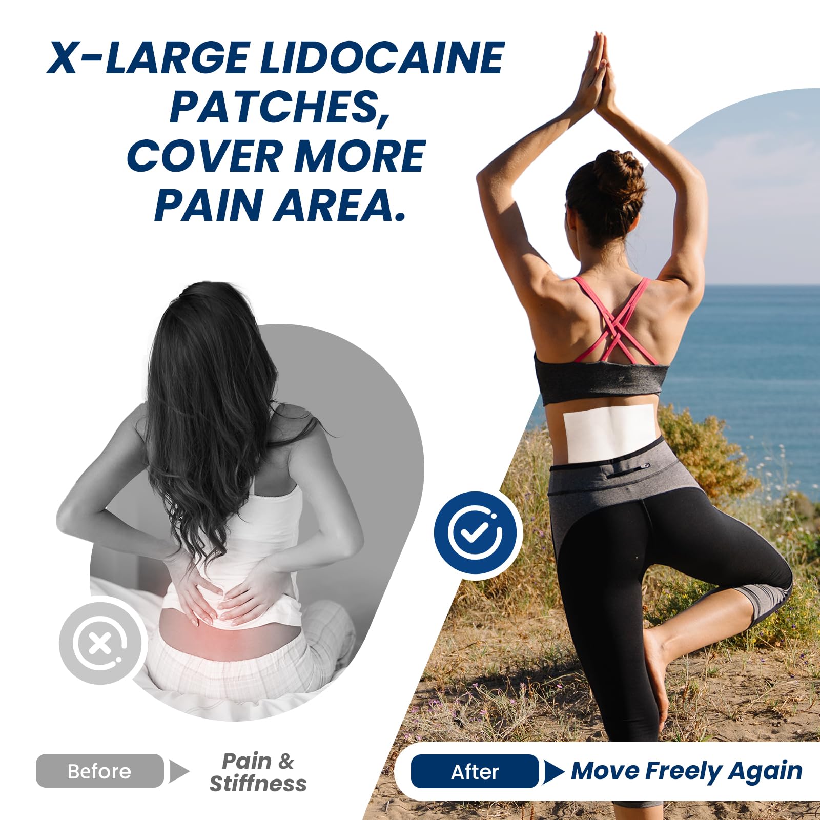 Sumifun XL Lidocaine Patches for Pain Relief, 4% Lidocaine Maximum Strength OTC, Extra Large 4.72"x7.87" for Full Back Pain Patches & Large Areas (Extra Large, Count, 13) Sumifun Au supplements