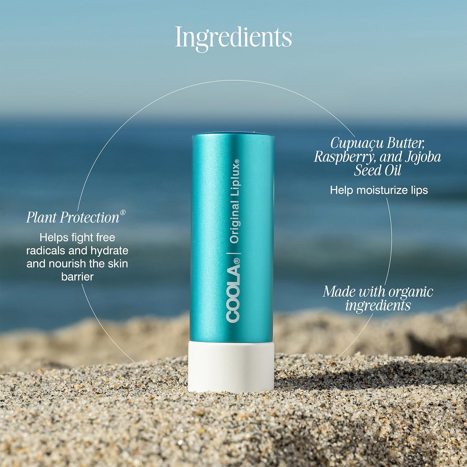 COOLA Organic Liplux Lip Balm and Sunscreen with SPF 30, Dermatologist Tested Lip Care for Daily Protection