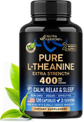 L Theanine 400 mg | L-Theanine Stress Relief | Extra Strength Supplement | Made in USA | Relaxation, Sleep & Calm Support | For Men & Women | Plant Based