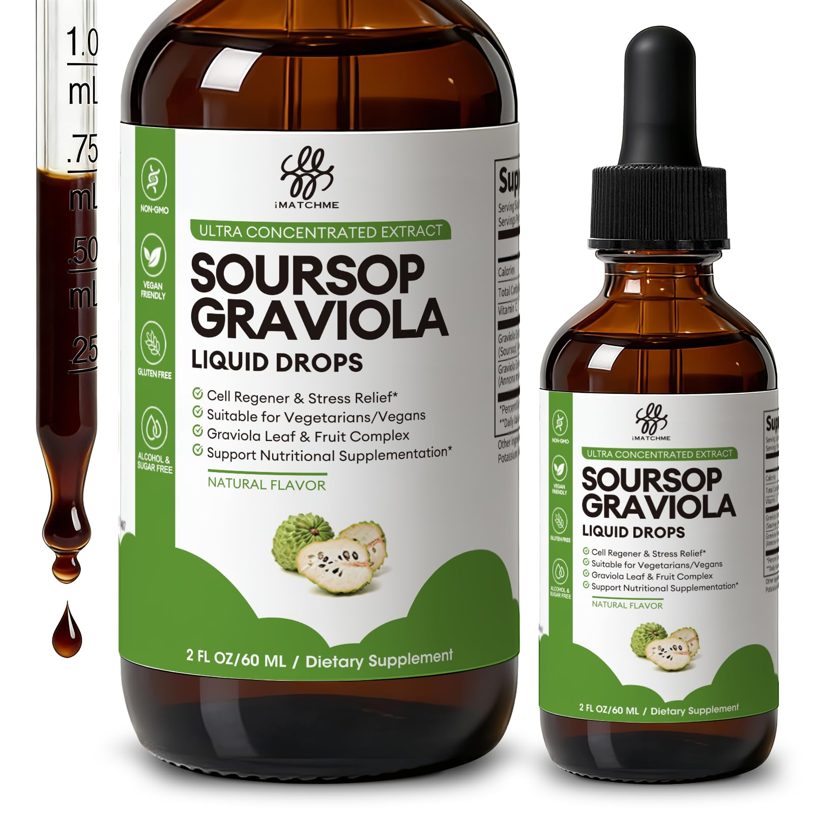 iMATCHME Soursop Graviola Liquid Drop for Cell Support & Regeneration, Immune System and Gut Health Support, Soursop Bitters Liquid