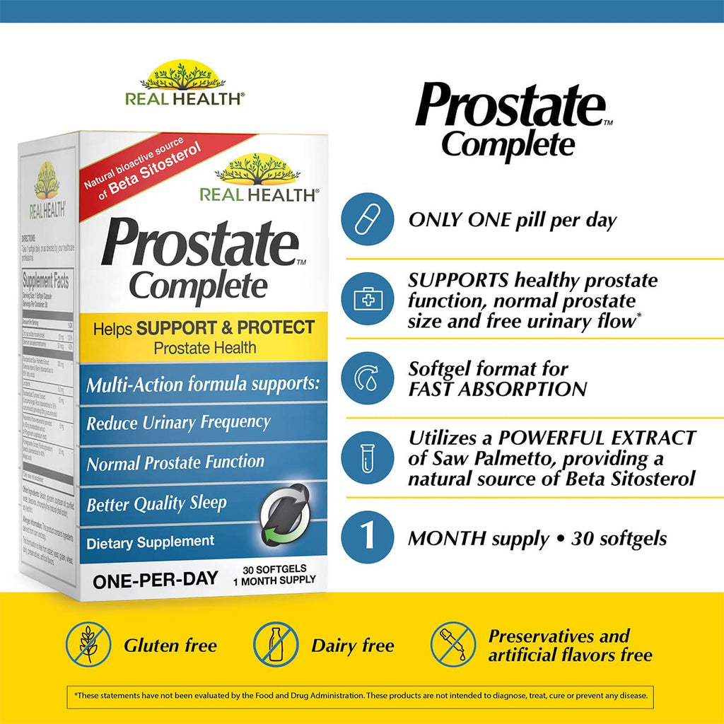 Real Health The Prostate Formula - Prostate Health Supplements for Men, Saw Palmetto Formula for Healthy Bladder and Urinary Support,