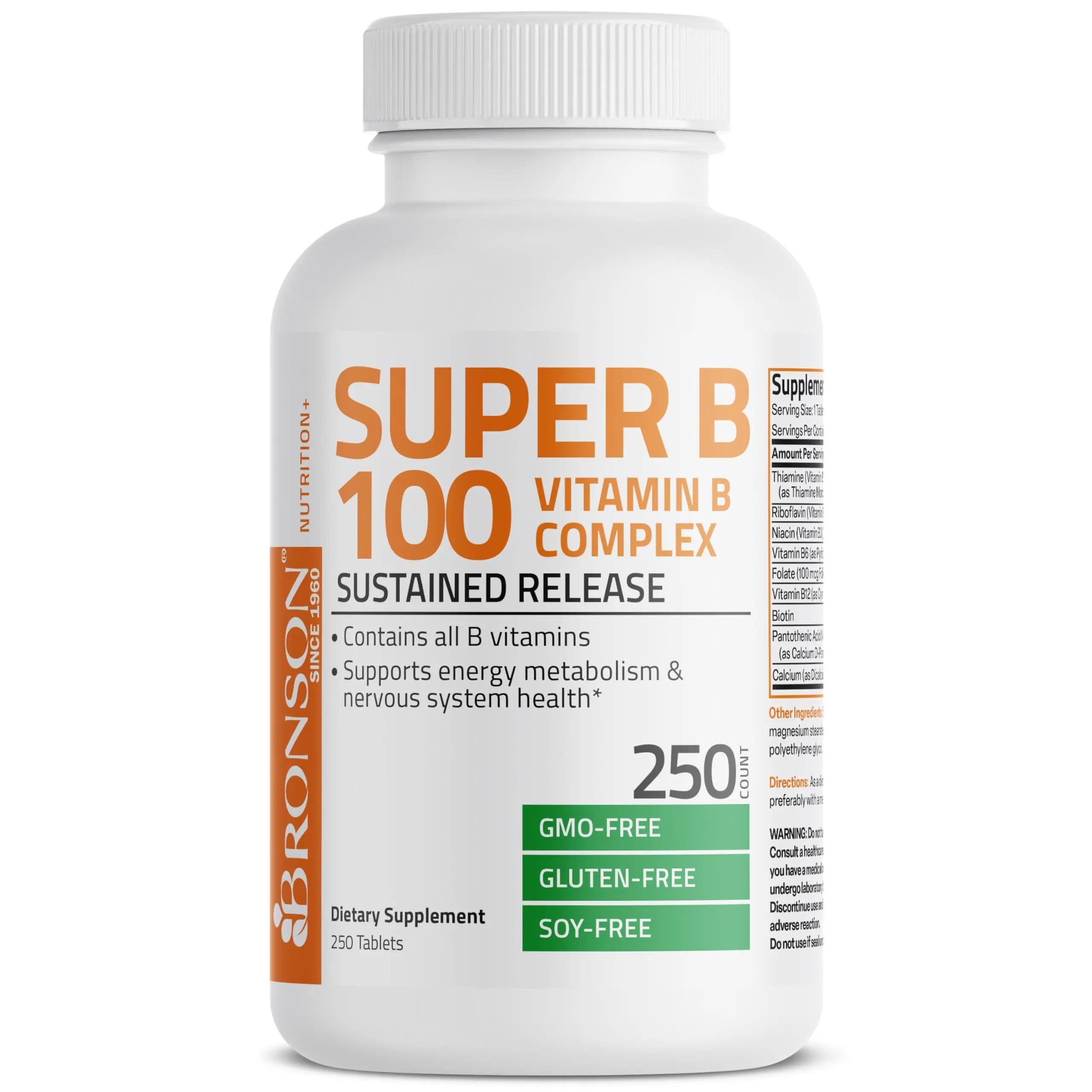 Bronson Super B 100 Vitamin B Complex Sustained Release Contains All B Vitamins Bronson Au supplements