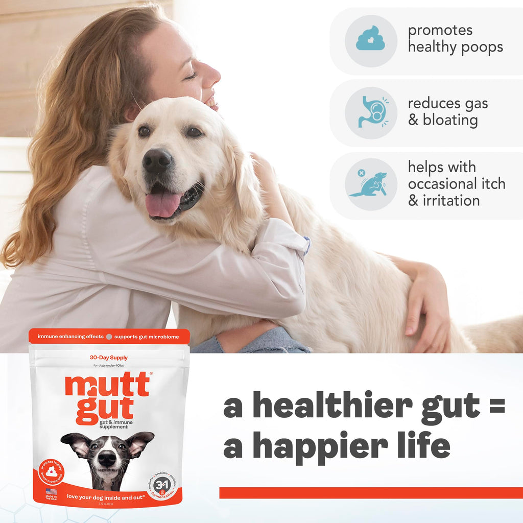 All-Natural 3-in-1 Dog Probiotic, Prebiotic, and Postbiotic Supplement Powder - Probiotics for Dogs with 135 Billion CFUs, Anti Diarrhea, Digestive Enzymes & Antioxidants (60g) MUTTGUT Au supplements