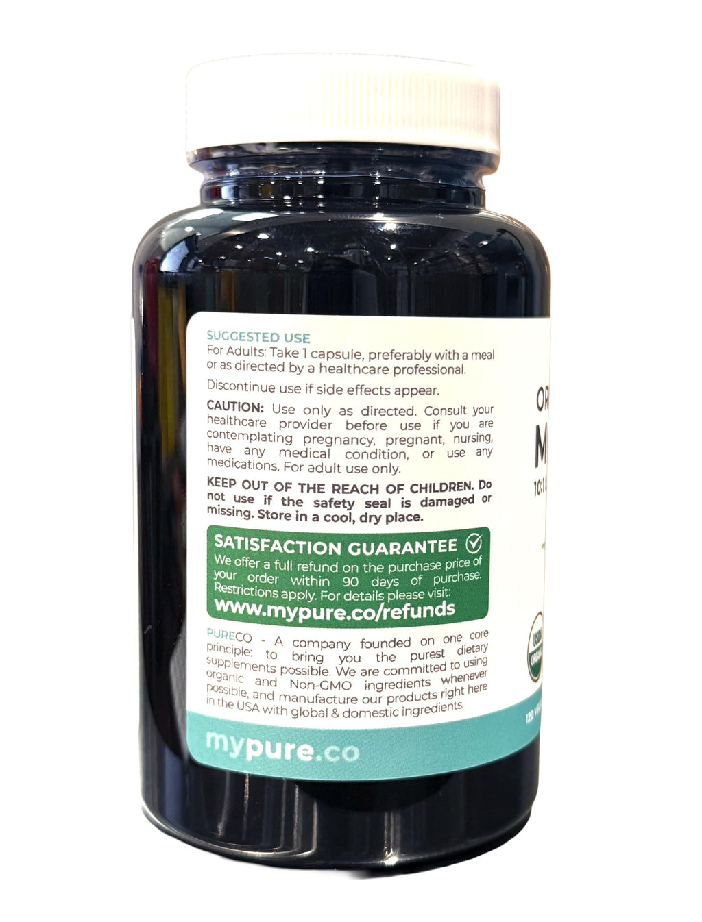 USDA Organic Moringa Capsules - High Potency Organic Moringa 500mg Extract 10:1 Per 1 Capsule Serving - Nutrient Dense Green Superfood Antioxidant