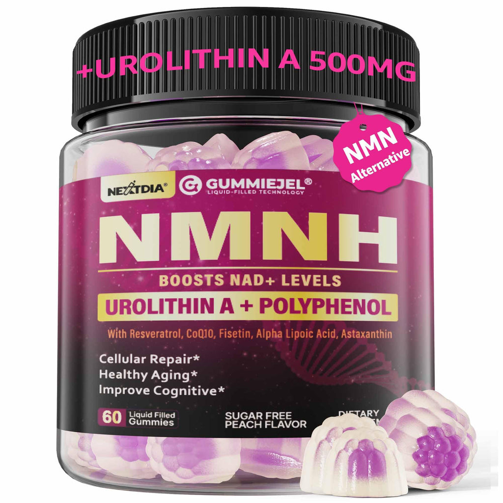 NMNH Gummies 300MG for Longevity with Urolithin A, Polyphenol Blend, Resveratrol, NAD+ Supplement for Women & Men Boost NAD+ Levels, Optimized Aging, Cell, DNA Repair, Energy, Focus, Sugar Free, 60cts Nextdia Au supplements