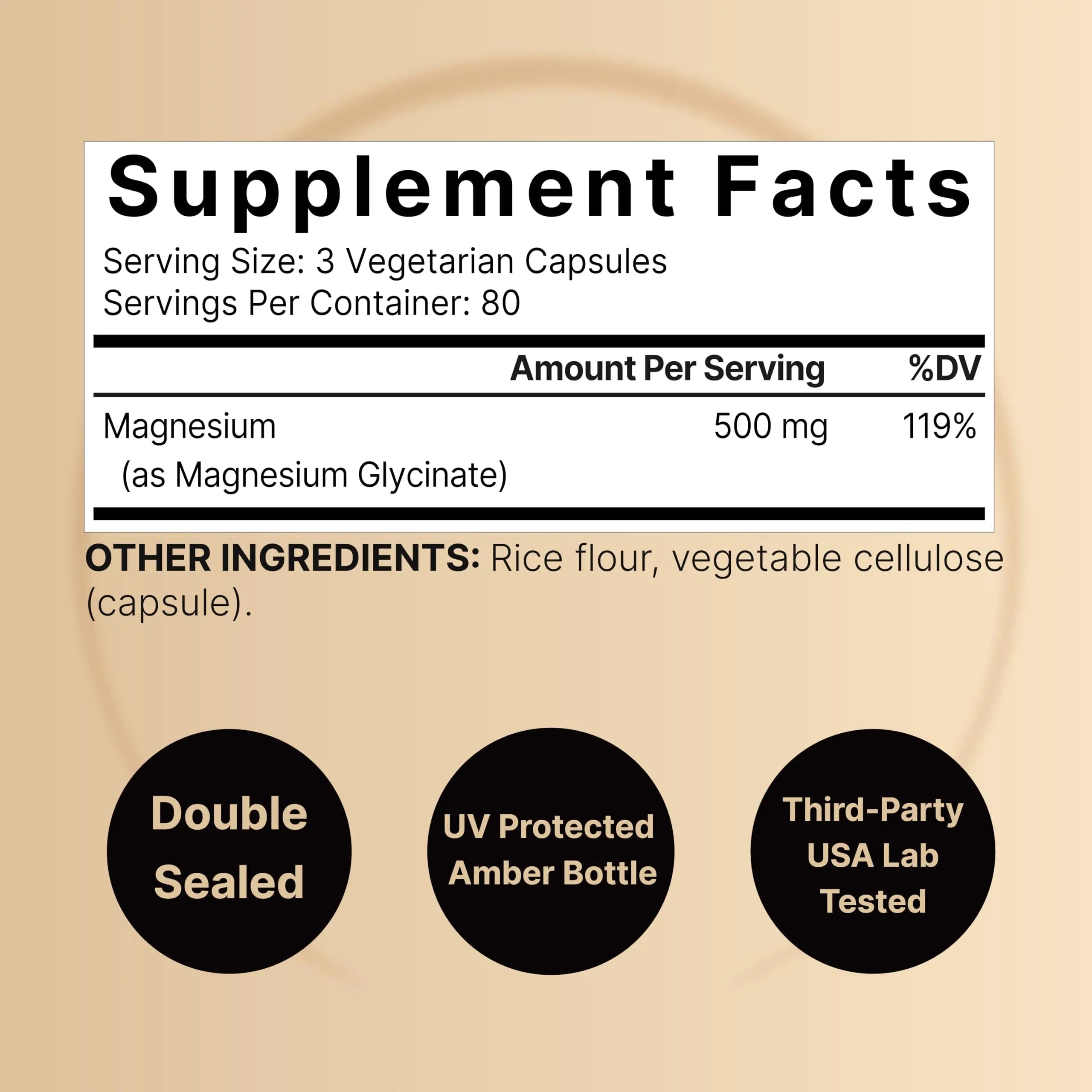 Magnesium Glycinate 500mg Per Serving | 240 Veggie Capsule, 100% Chelated NatureBell Au supplements