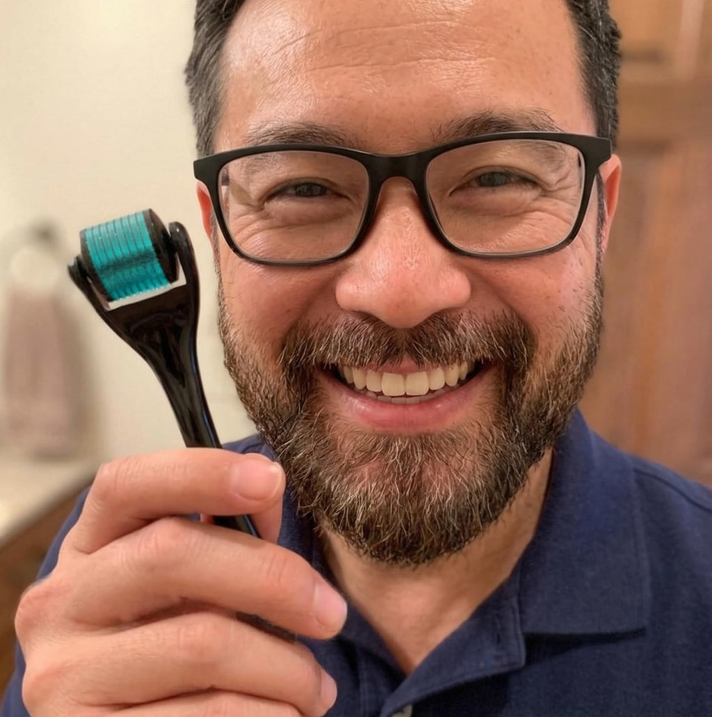 ROSELYNBOUTIQUE Derma Roller for Men & Women - Personal Cosmetic Beauty Tool 0.25mm - Titanium(Black Blue)