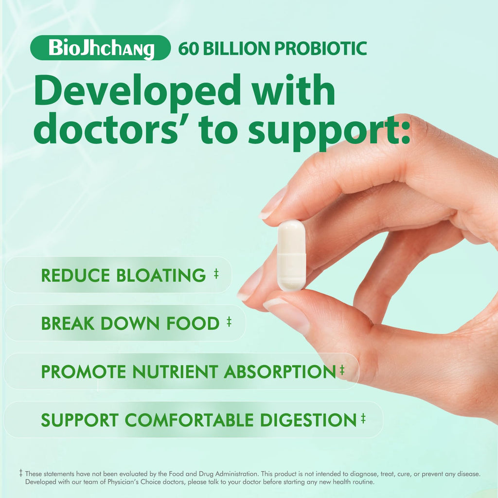 BioJhchang Probiotics Supplements 60 Billion CFUs 11 Diverse Strains Natural Prebiotics for Immune, Digestive Gut Health Supports Occasional Constipation Diarrhea Gas Bloating for Women & Men BioJhchang Au supplements