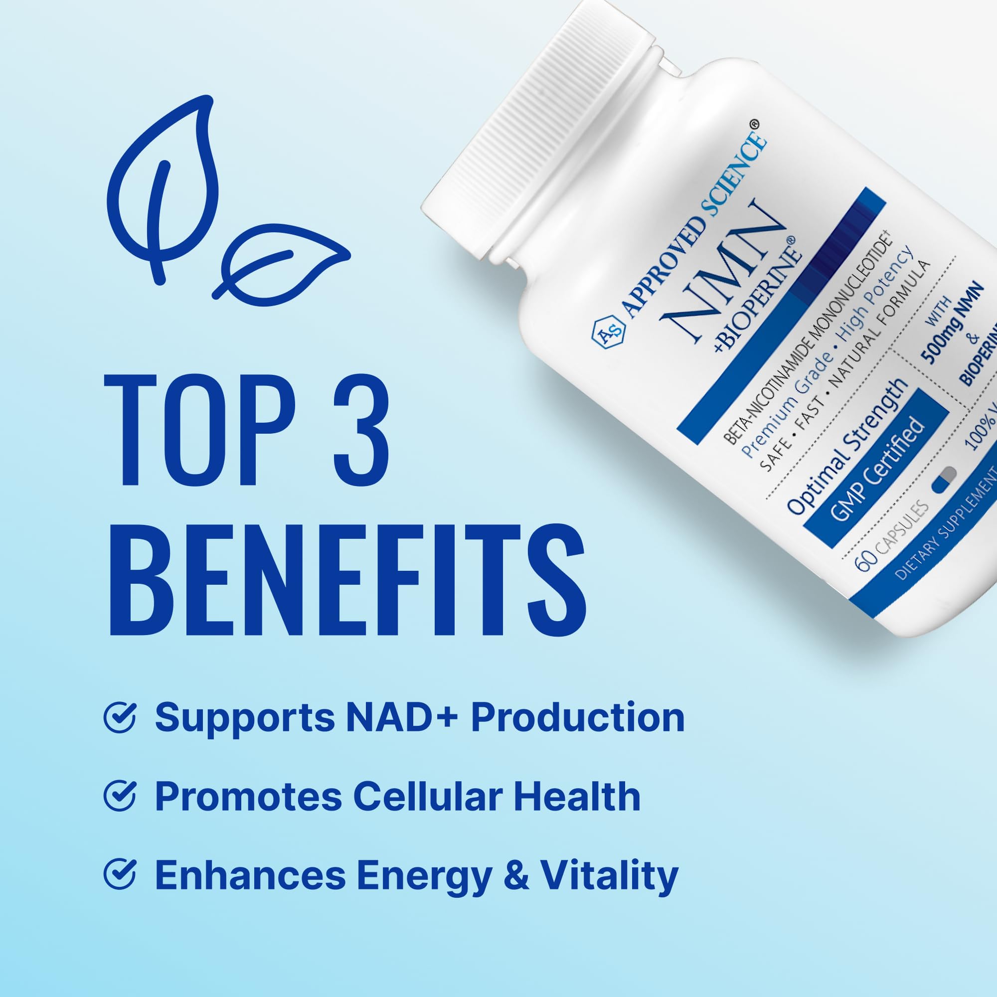Approved Science NMN - 500mg Stable NMN - Cellular Energy, Healthy Aging - Pack of 1 - Made in USA - Vegan Approved Science Au supplements