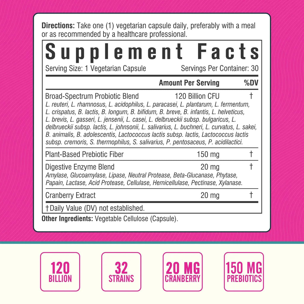 NordVida Women's Probiotic, 120 Billion & 32 Strains, Shelf Stable Probiotic for Gut Nordvida Au supplements