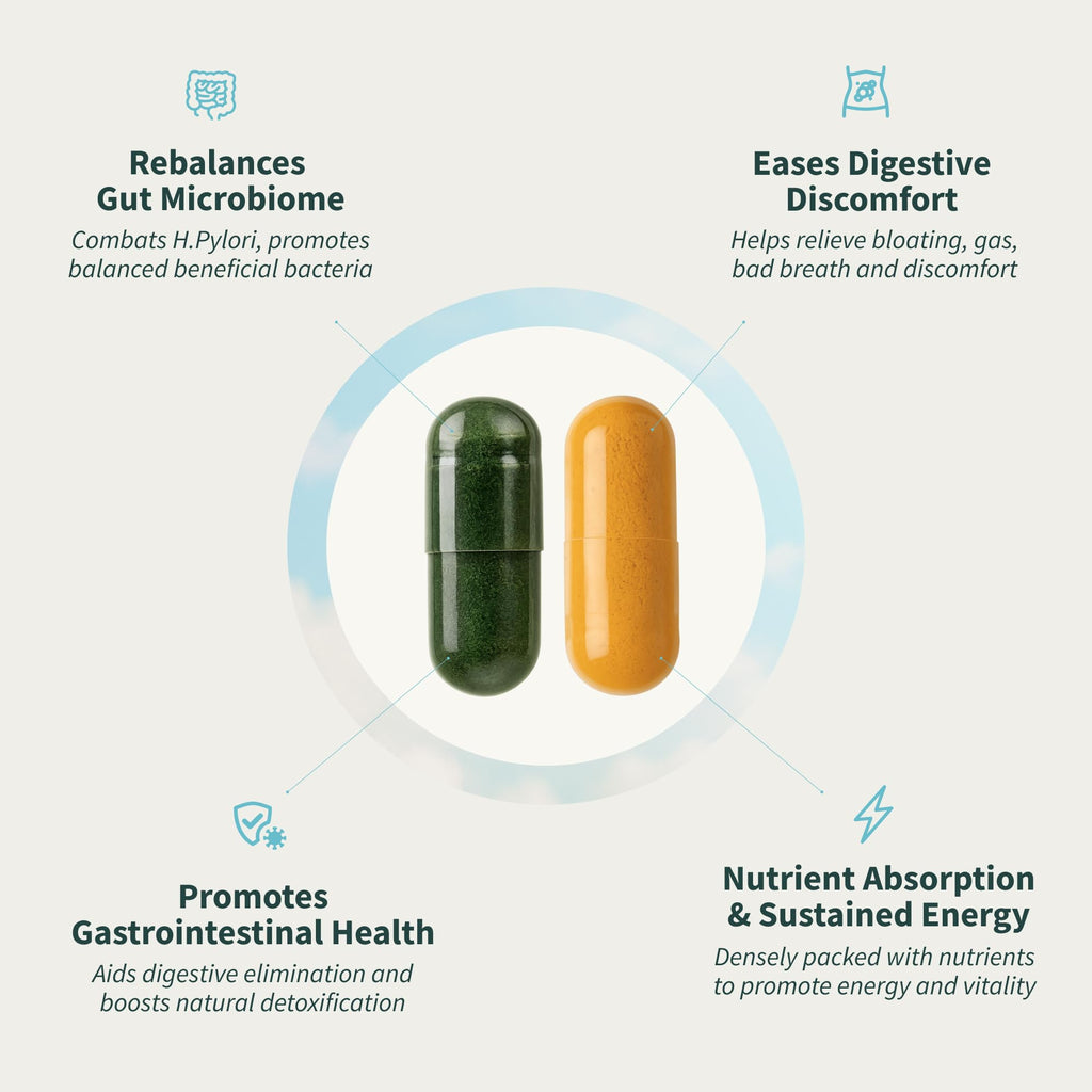 Snap Supplements Gut Health Lipase Supplement & Organic Spirulina Chlorella Bundle–Probiotic + Greens–Supports Digestion, Detox, Energy & Immune Health, 50