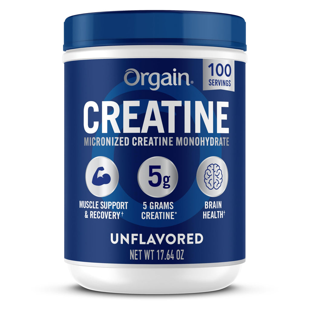 Orgain Creatine Monohydrate Micronized Powder, 100 Servings, Unflavored, Supports Muscle Growth, Post Workout Recovery and Brain Health, No Artificial Additives, for Men & Women, Vegan Orgain Au supplements