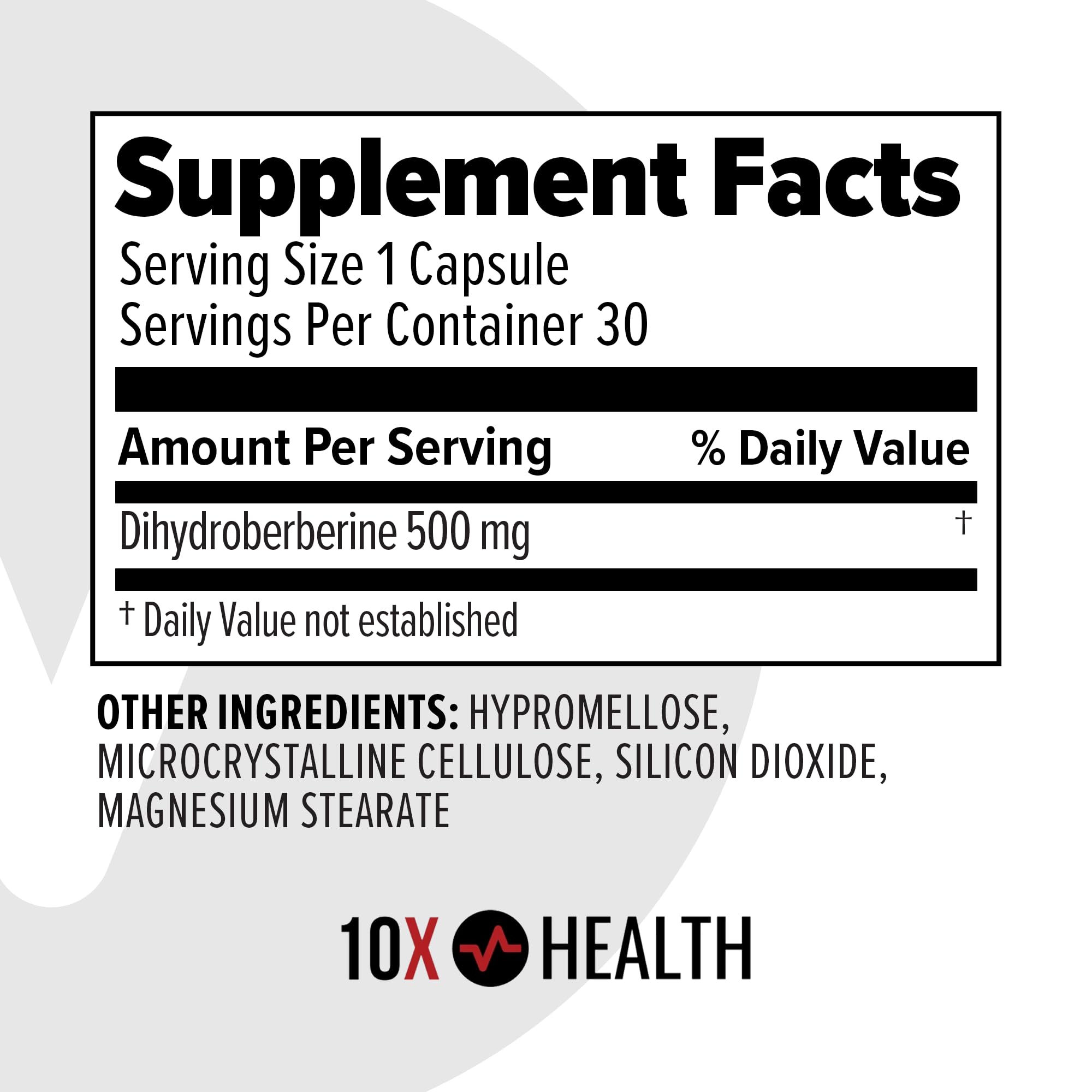 10X Health Berberine Supplement 500mg - Contains Dihydroberberine Supplement for Better Absorption - Supports Cardiovascular & Gut Health