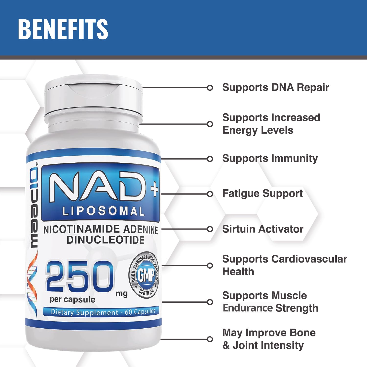 MAAC10 Liposomal NAD Supplement 500mg Serving (2x250mg Capsules) Actual Nicotinamide Adenine Dinucleotide MAAC10 Au supplements