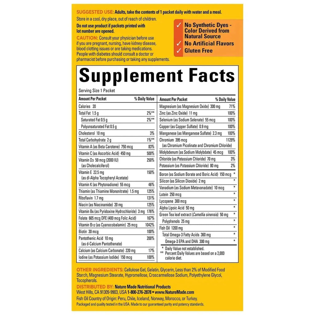 Nature Made Daily Diabetes Health Pack, Dietary Supplement for Nutritional Support, 60 Packets Bundle with a Pill oragnizer (2 Items) Nature Made Au supplements
