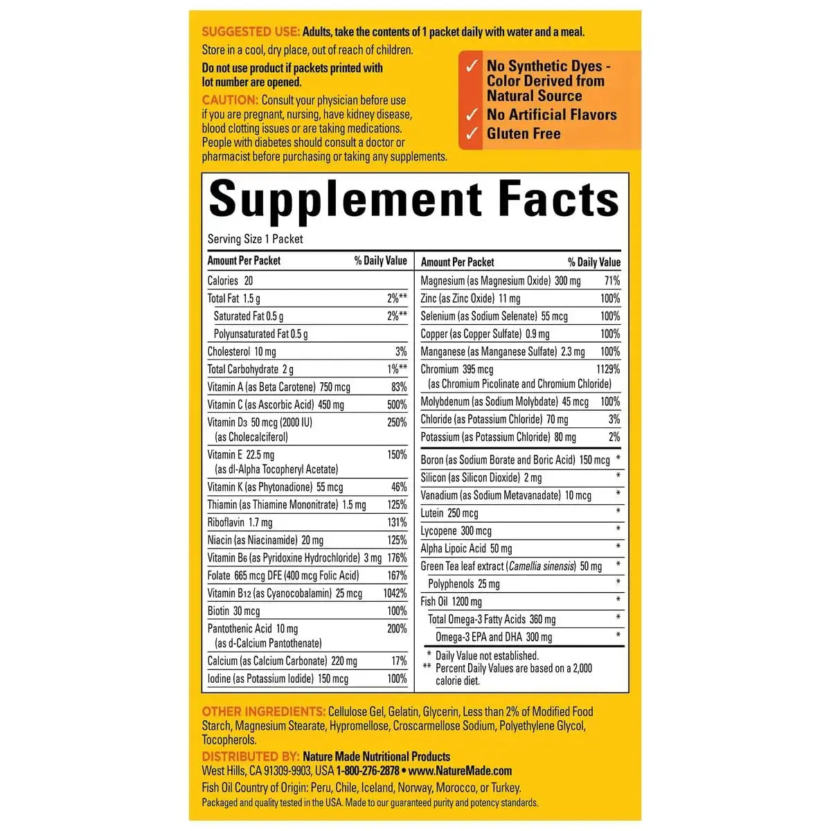 Nature Made Daily Diabetes Health Pack, Dietary Supplement for Nutritional Support, 60 Packets Bundle with a Pill oragnizer (2 Items) Nature Made Au supplements