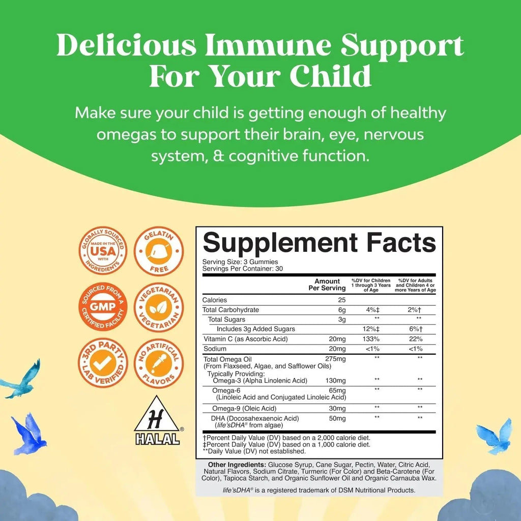 Bundle of Plant Based Kids Multivitamin Gummies with Vitamins A C D3 E B Zinc and DHA Omega 3 Gummies with Vegetarian 6 9 for Vision Brain Immunity Support Natures Craft Au supplements