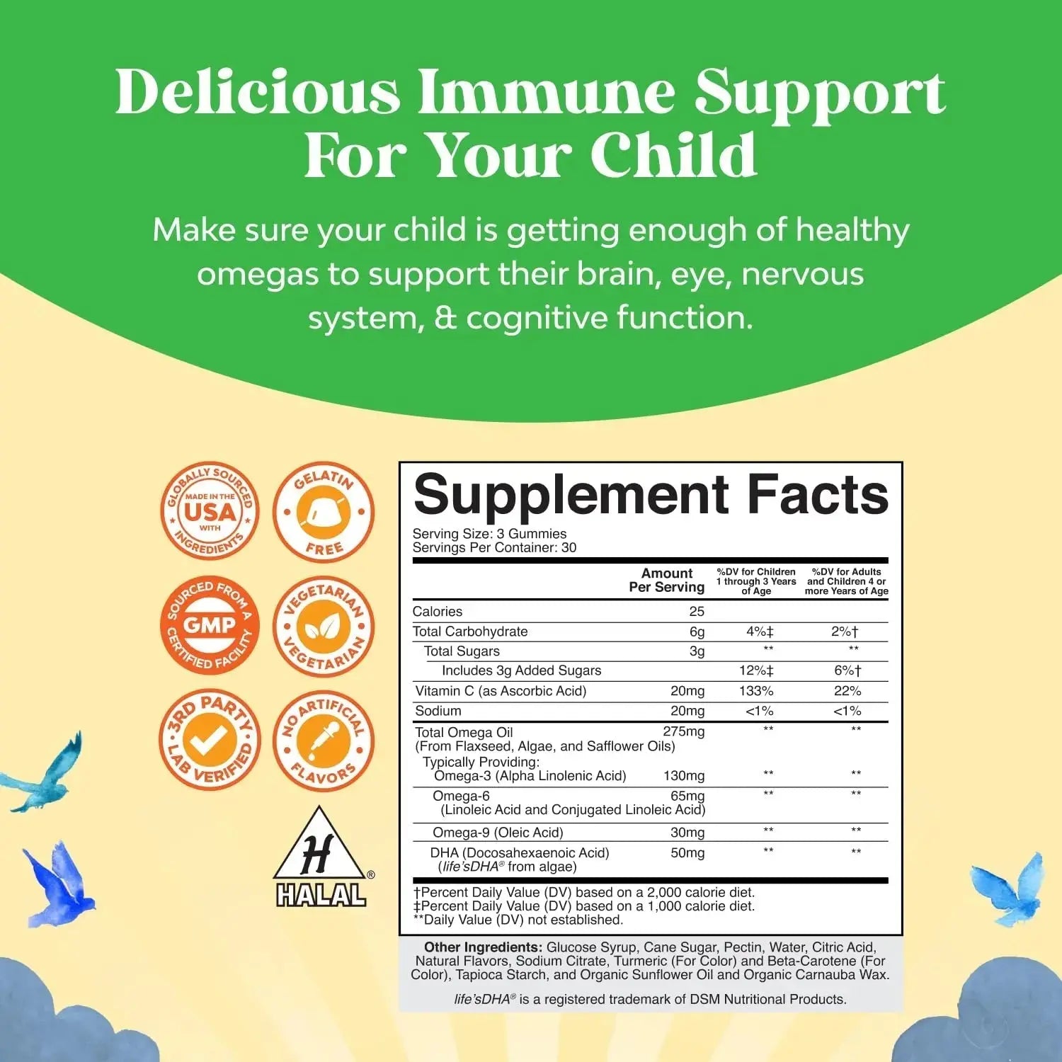 Bundle of Plant Based Kids Multivitamin Gummies with Vitamins A C D3 E B Zinc and DHA Omega 3 Gummies with Vegetarian 6 9 for Vision Brain Immunity Support Natures Craft Au supplements