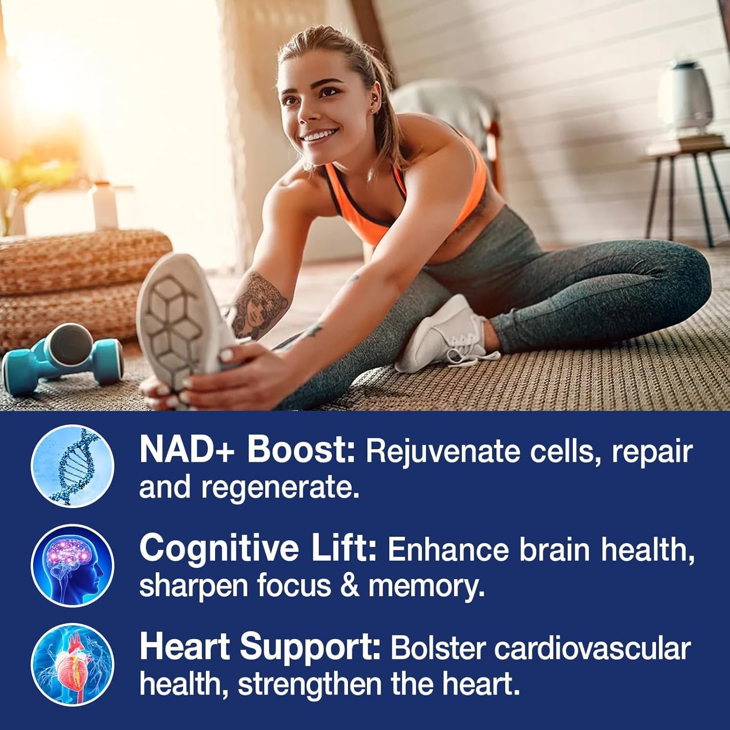 NAD+ Supplement - NAD Nicotinamide Riboside Resveratrol NAD Supplement 1000mg Pure Organic for Women and Men Anti-Aging, Energy, Focus, 80 Capsules MSLOTAL Au supplements