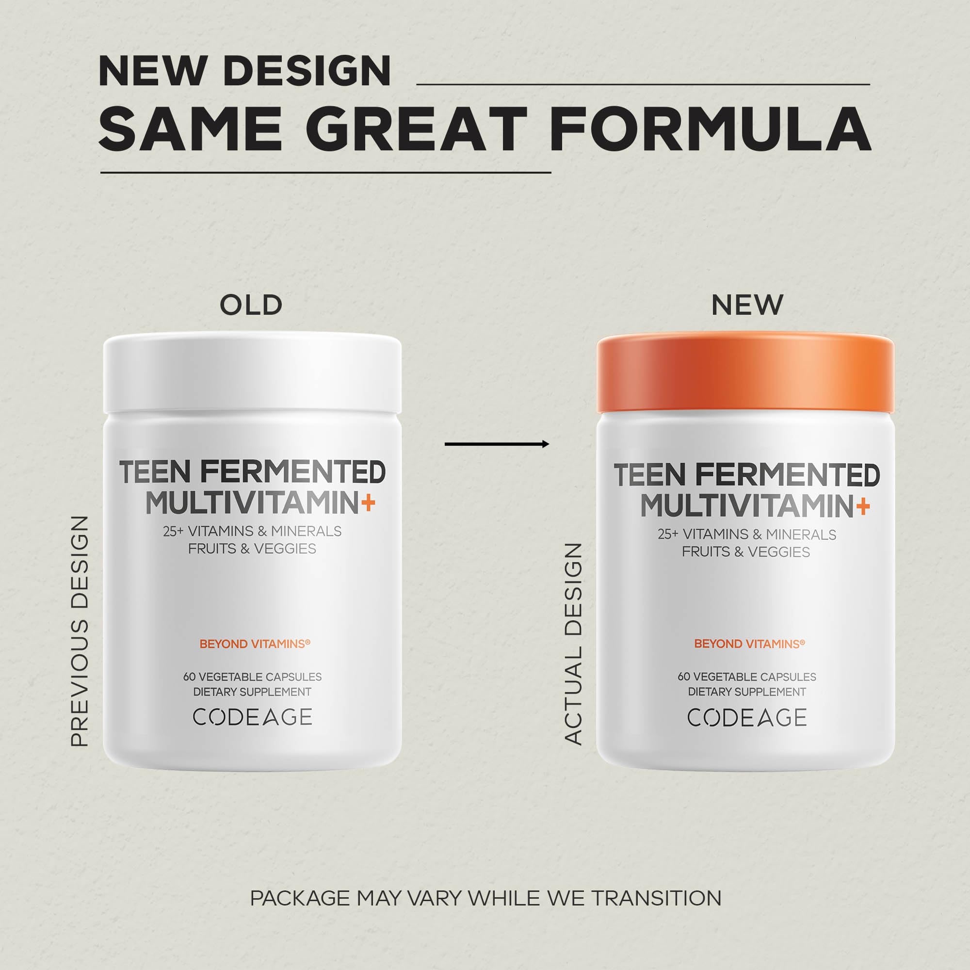 Codeage Teen Multivitamin Supplement – Daily Vitamins and Minerals for Teen Boys and Girls – Organic Whole Food Formula with Omega-3 and Vitamins A to K - 60 Capsules Codeage Au supplements