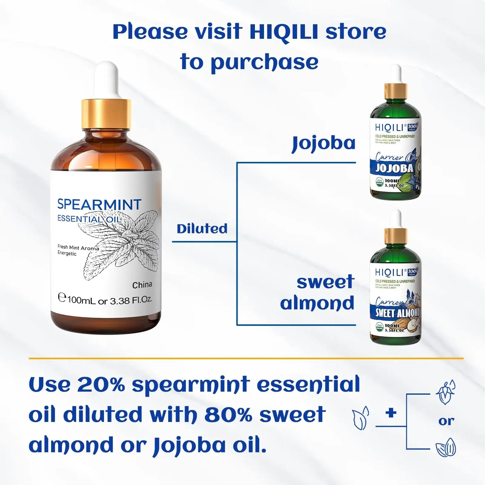 HIQILI 100ML Spearmint Essential Oil for Skin Care -100% Pure Treatment Grade - 3.38 Fl Oz. HIQILI Au supplements