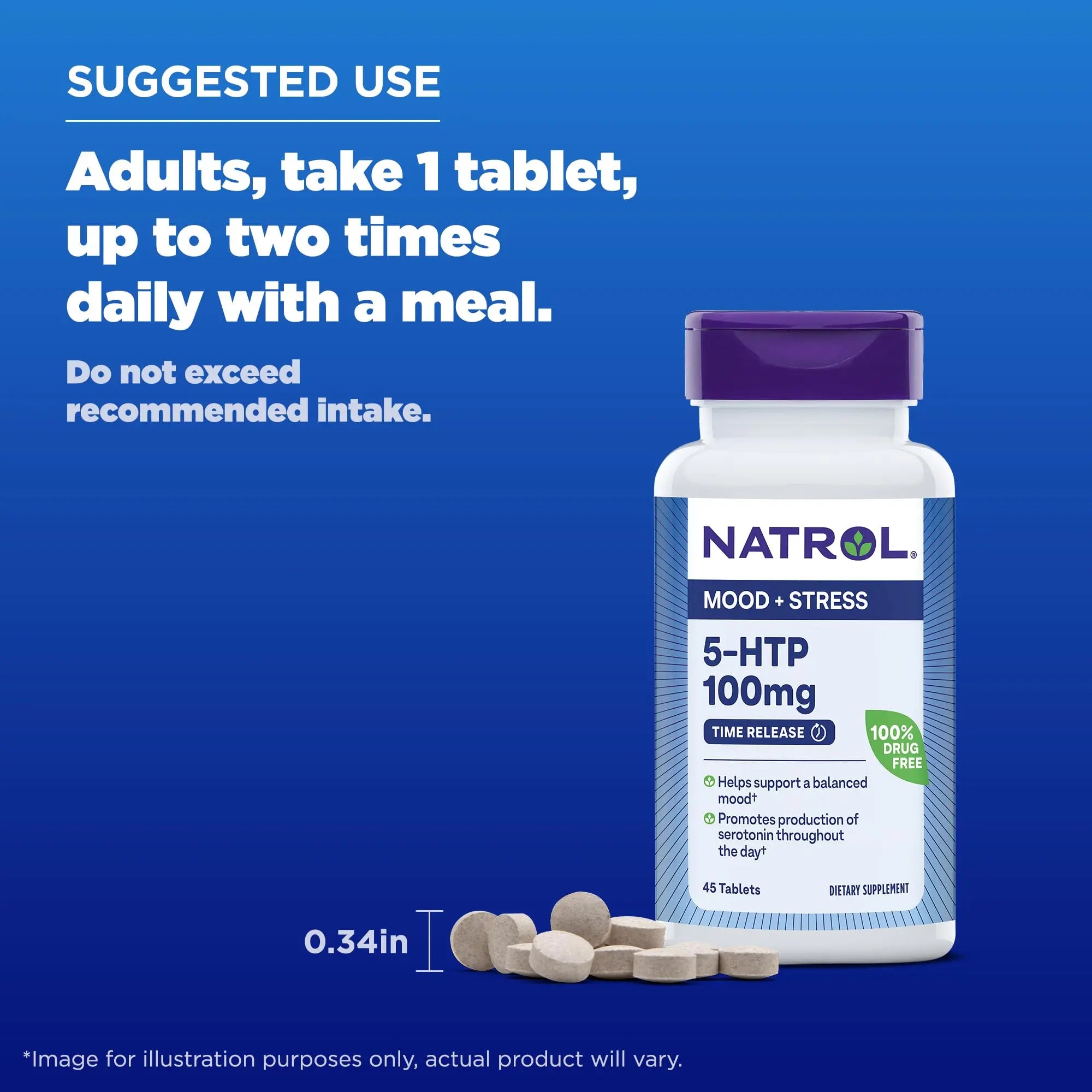 Natrol 5-HTP 100mg, Dietary Supplement Helps Support a Balanced Mood, 90 Time Natrol Au supplements