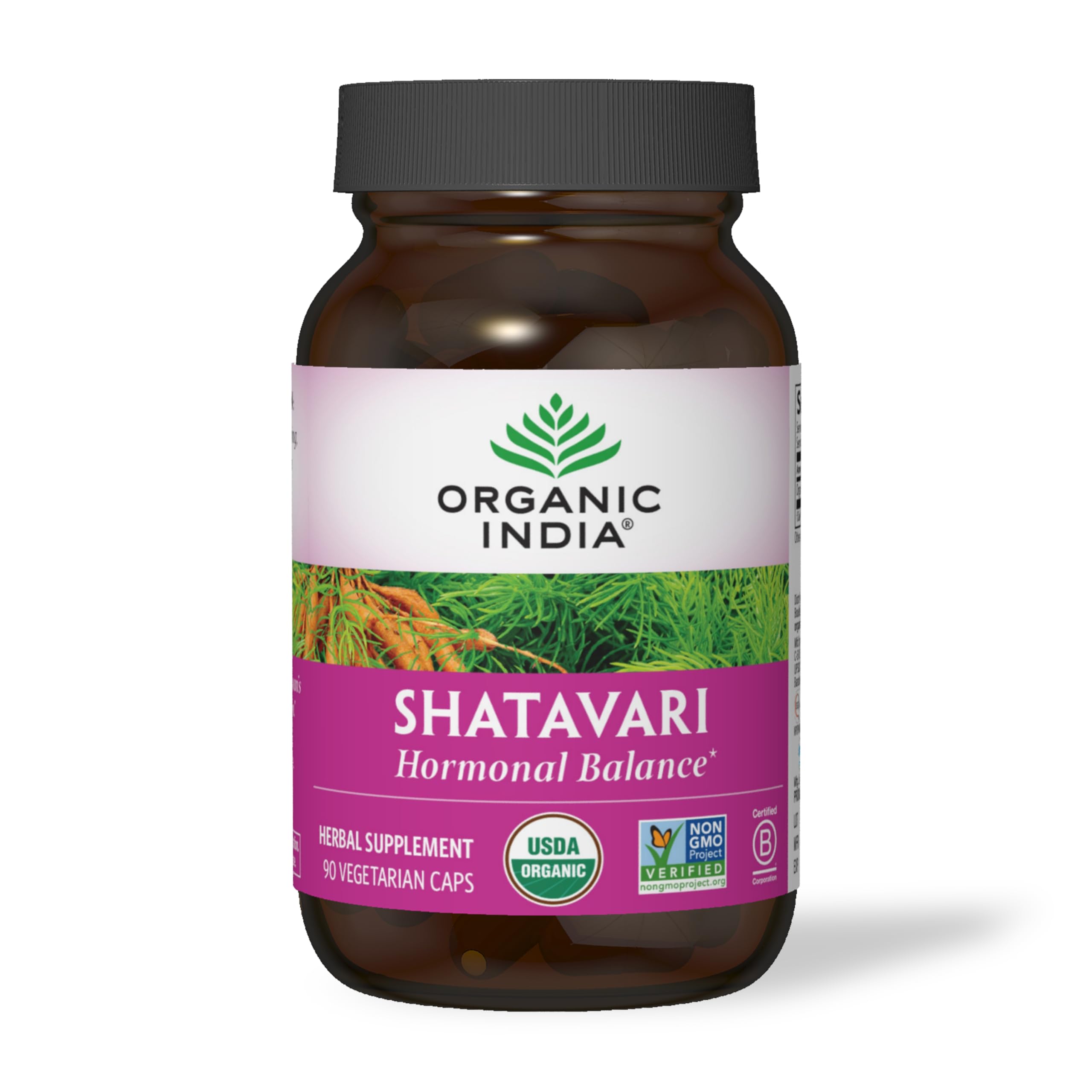 ORGANIC INDIA Shatavari Herbal Supplement - Supports Hormonal Balance, Immune and Inflammatory Response, Vegan, Gluten-Free, USDA Organic, Supports Reproductive Health - 90 Capsules ORGANIC INDIA Au supplements