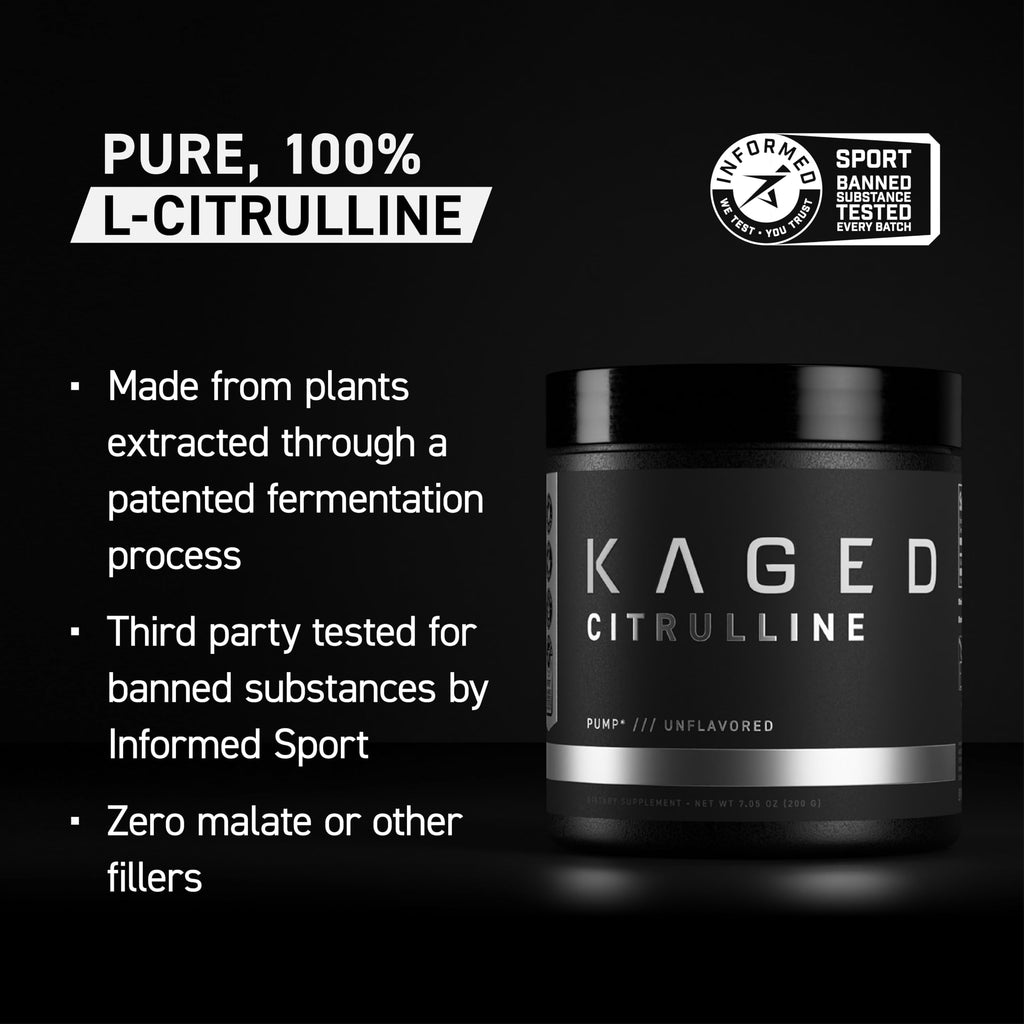 Kaged L-Citrulline Powder | Unflavored | Enhanced Pumps | Improve Muscle Vascularity | Nitric Oxide Booster | Supplements for Men & Women | 100 Servings