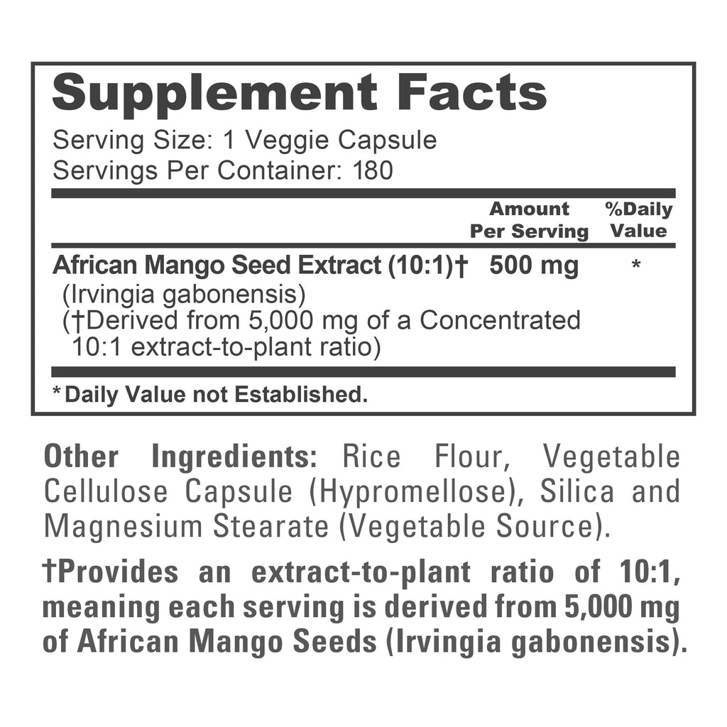 NusaPure African Mango 10:1 Extract, 500 mg Equivalent to 5,000 mg per Veggie Caps 180 Capsules (Non-GMO, Vegan) NusaPure Au supplements