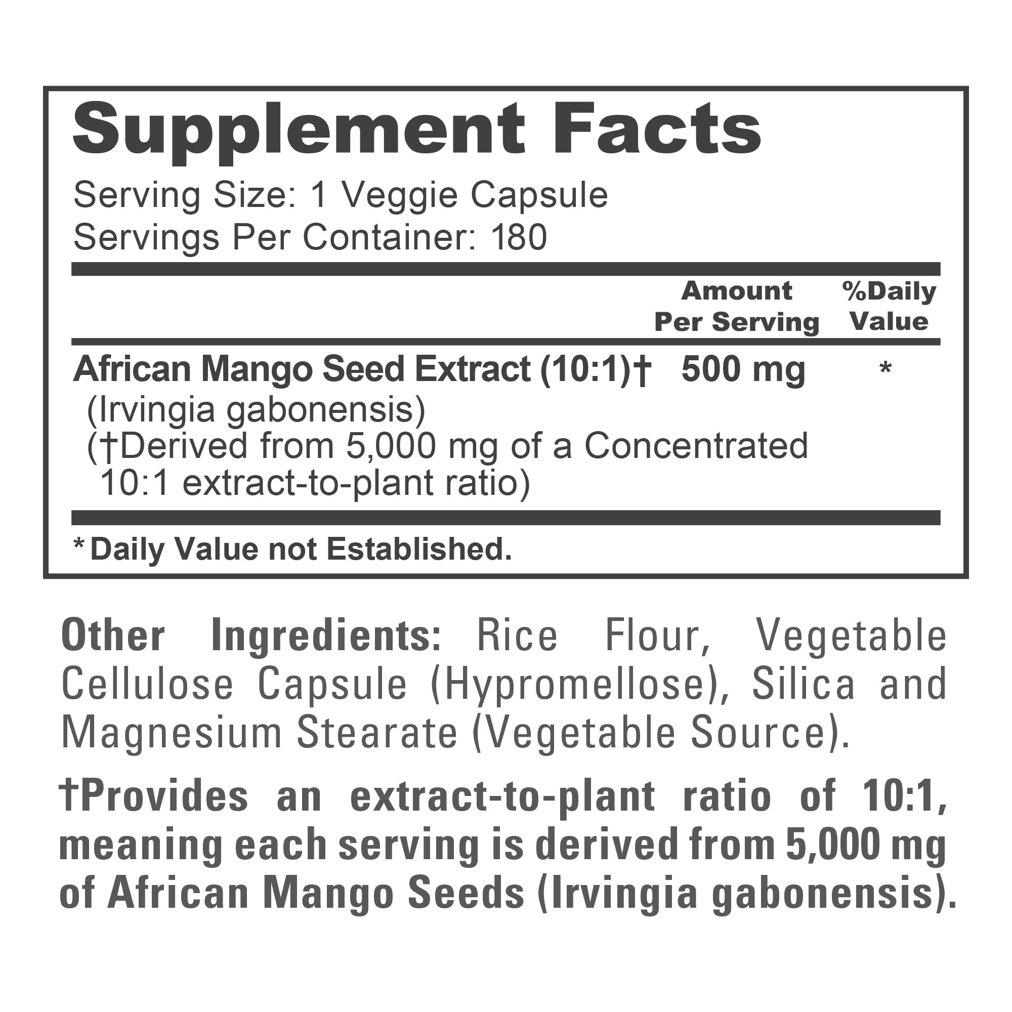 NusaPure African Mango 10:1 Extract, 500 mg Equivalent to 5,000 mg per Veggie Caps 180 Capsules (Non-GMO, Vegan) NusaPure Au supplements