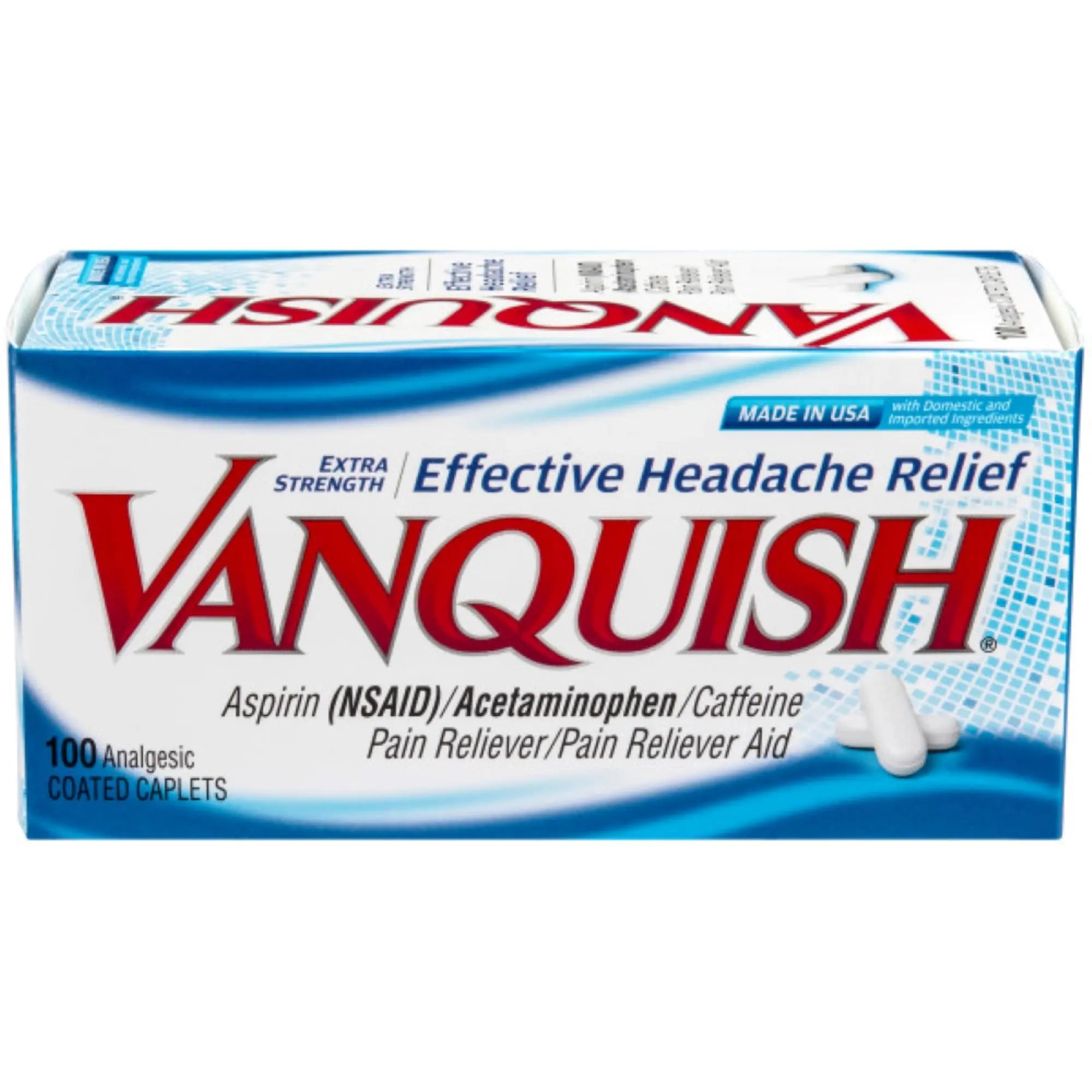 Vanquish Headache Relief, Acetaminophen, Aspirin, Caffeine, 100 Caplets, Packaging May Vary Vanquish Au supplements