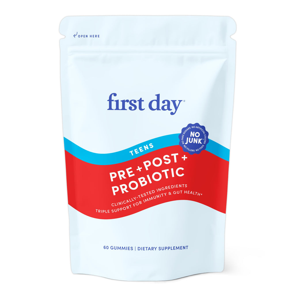 FIRST DAY Teens’ Gut Sustainer Tribiotic Gummies – 3-in-1 Prebiotic, Probiotic & Postbiotic Supplement – Supports Digestive, Skin, Oral & Immune Health, Nutrient Absorption & Growth – 30-Day Supply FIRST DAY Au supplements