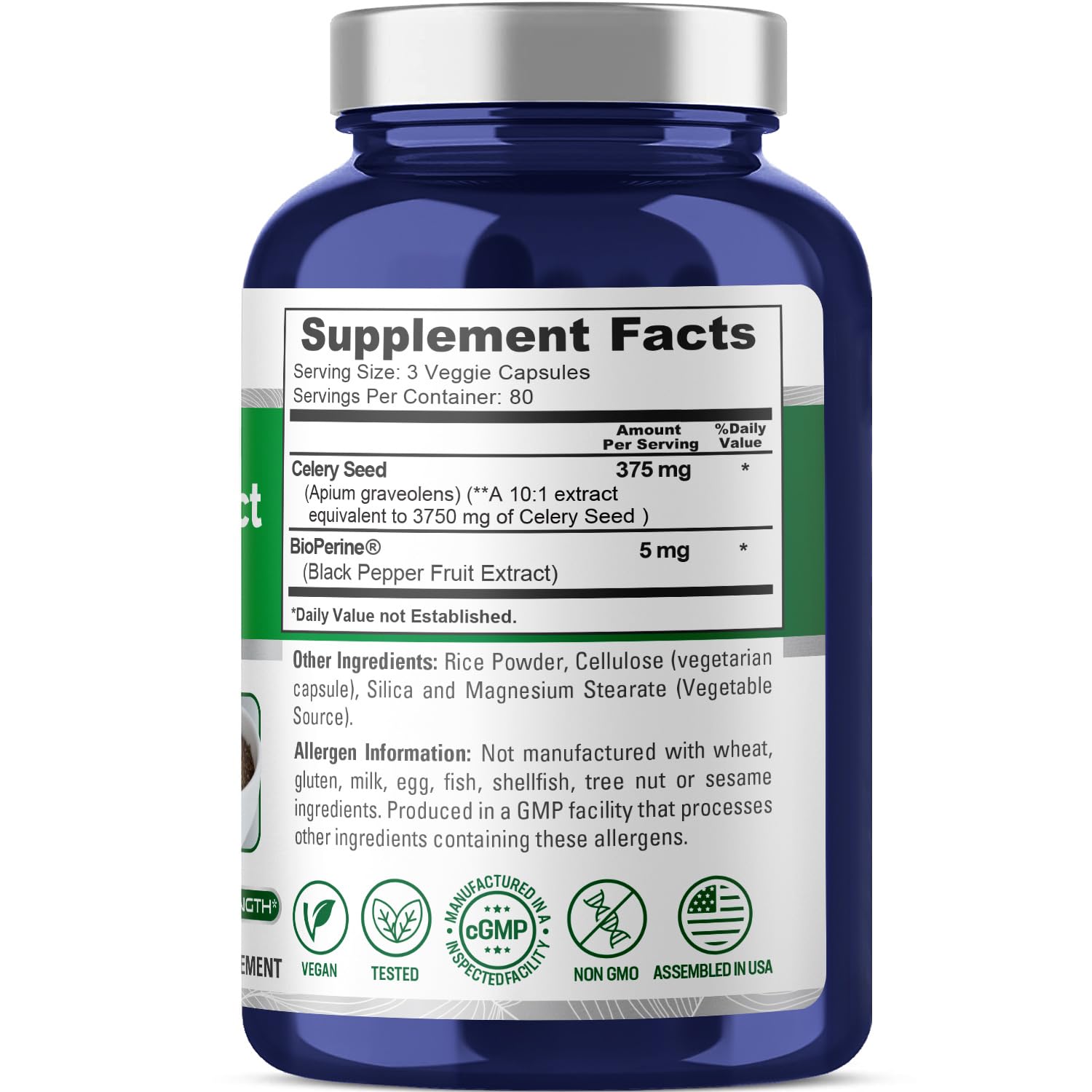 NusaPure Celery Seed Capsules 10:1 Extract, 375 mg Equivalent to 3750mg, 240 Veggie Caps, Non-GMO, Vegan NusaPure Au supplements