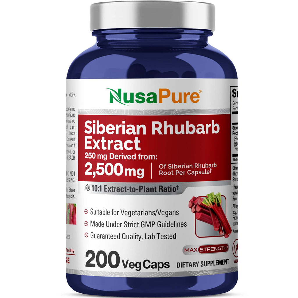 NusaPure Siberian Rhubarb 10:1 Extract, 250 mg Equivalent to 2,500mg - 200 Veggie Capsules (Vegetarian, Non-GMO, Vegan) NusaPure Au supplements