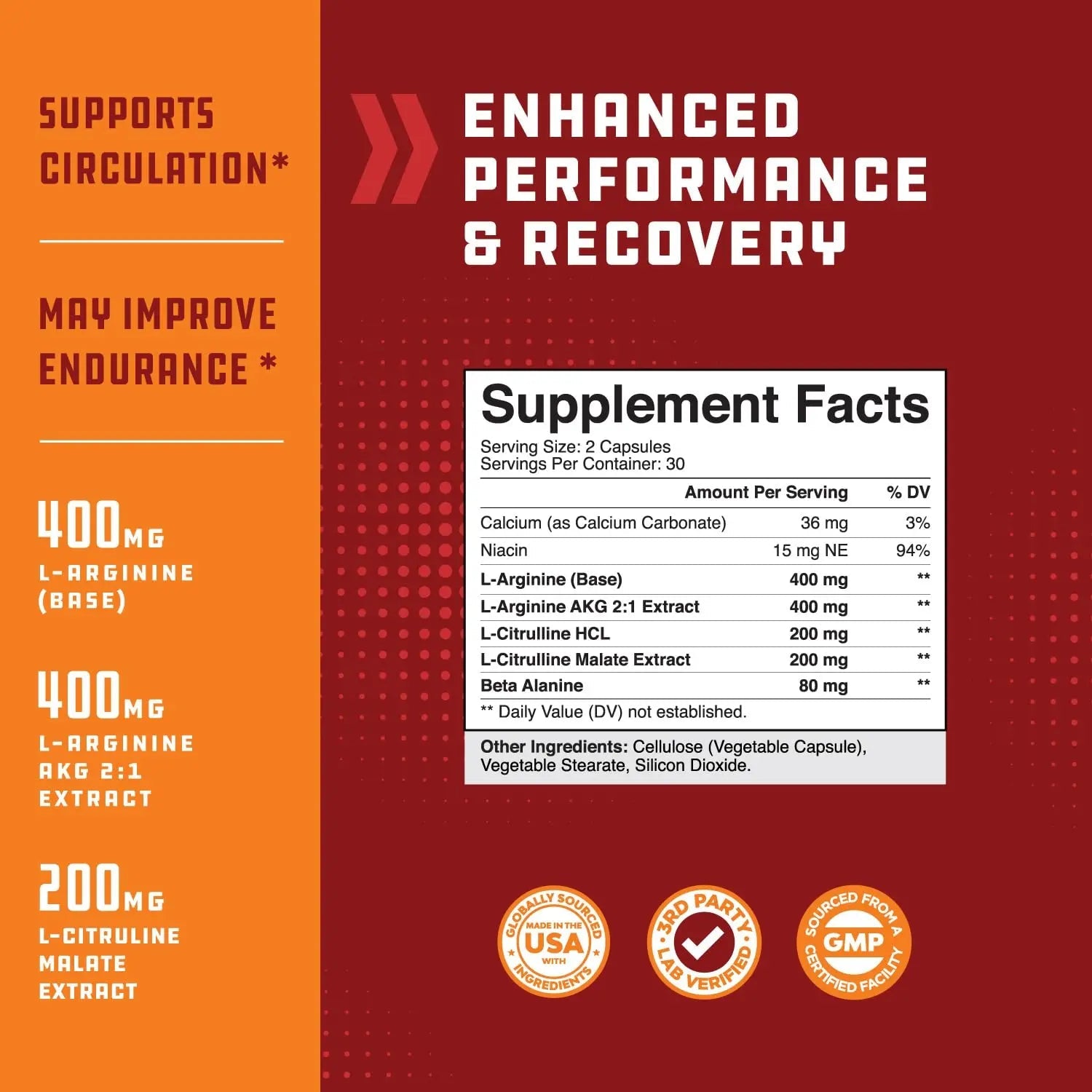 Nitric Oxide Support Pills - Natural Workout Supplement & Exercise Enhancer - Boost Energy Natures Craft Au supplements