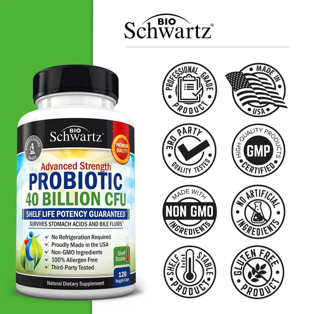 Daily Probiotic Supplement 40 Billion CFU - Gut Health Complex with Astragalus BioSchwartz Au supplements