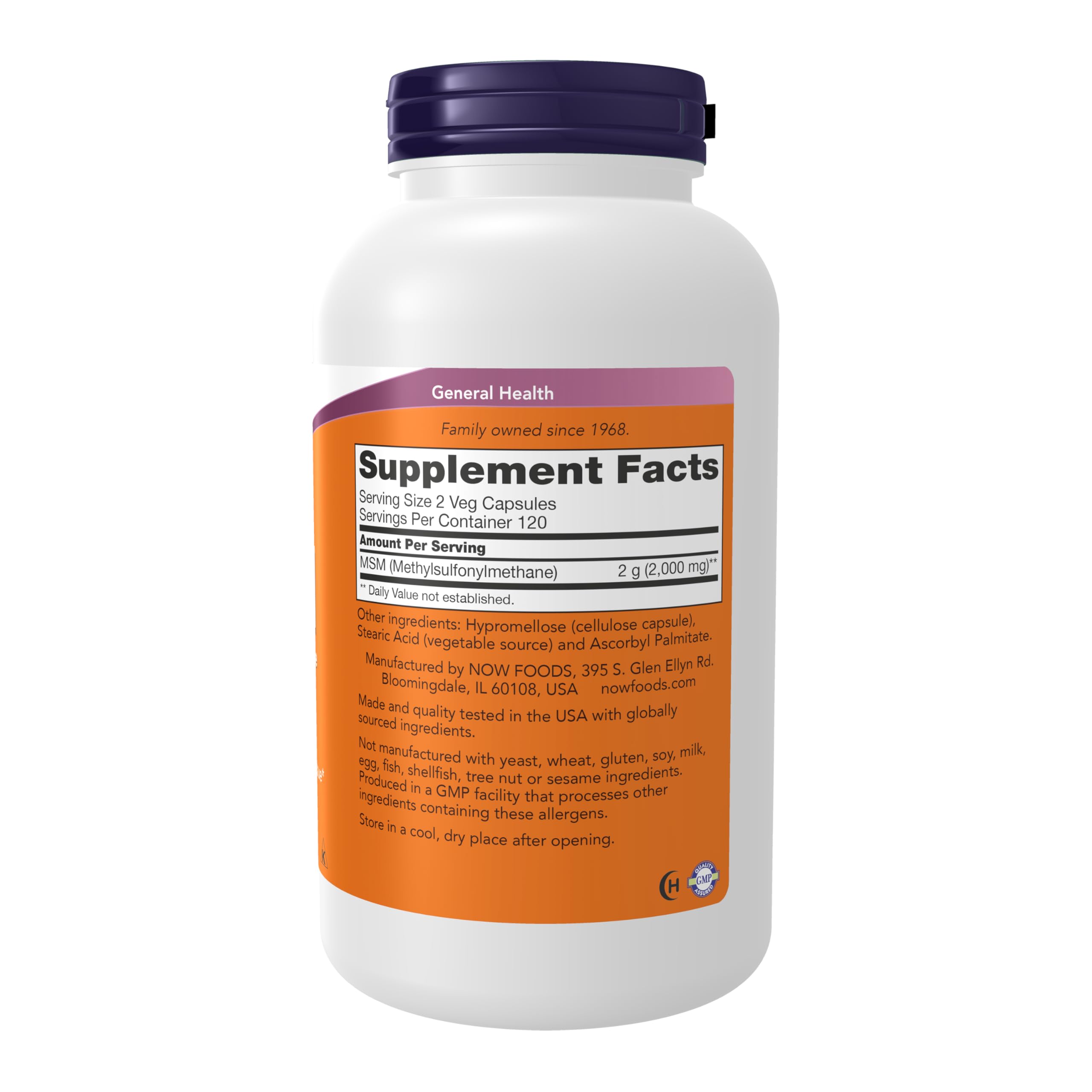 NOW Supplements, MSM (Methylsulfonylmethane) 1,000 mg, Joint Health*, 240 Veg Capsules