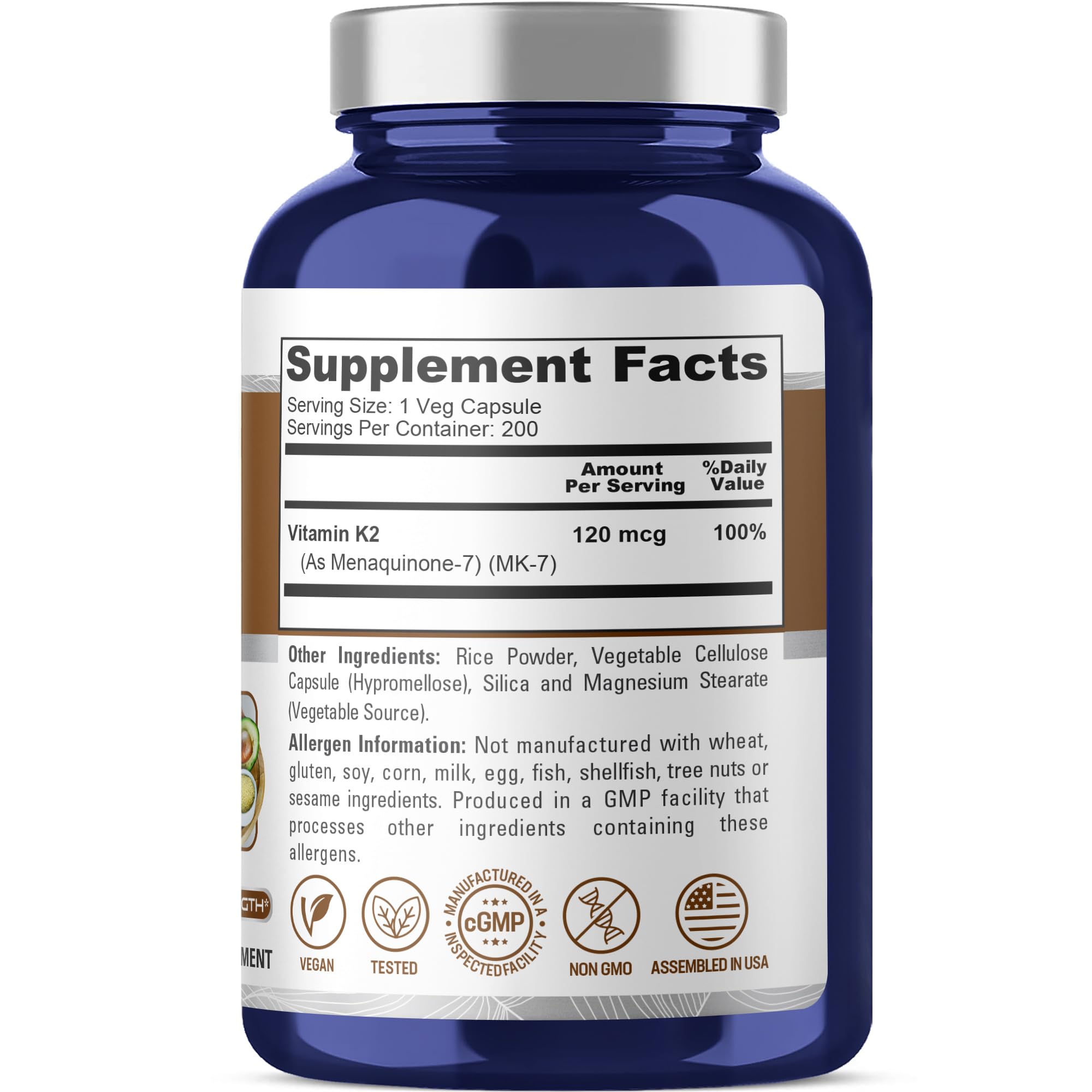 NusaPure Vitamin K2 MK7 120 mcg 200 Veggie Caps (Soy Free, Non-GMO, Vegan) NusaPure Au supplements