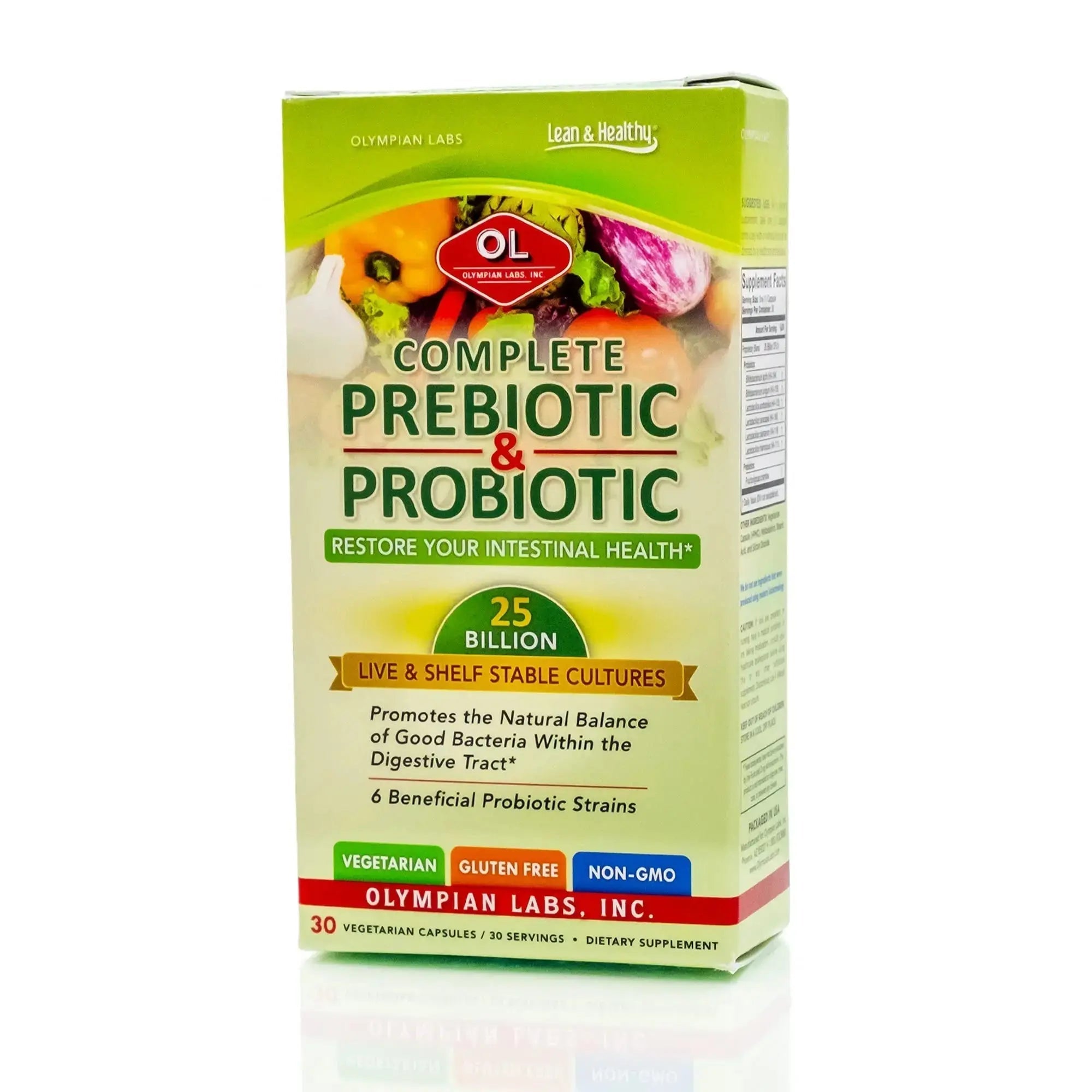 Olympian Labs Complete Prebiotic and Probiotic Supplement - 25 Billion Live Shelf Stable Cultures - 30 Vegetarian Capsules Olympian Labs Au supplements