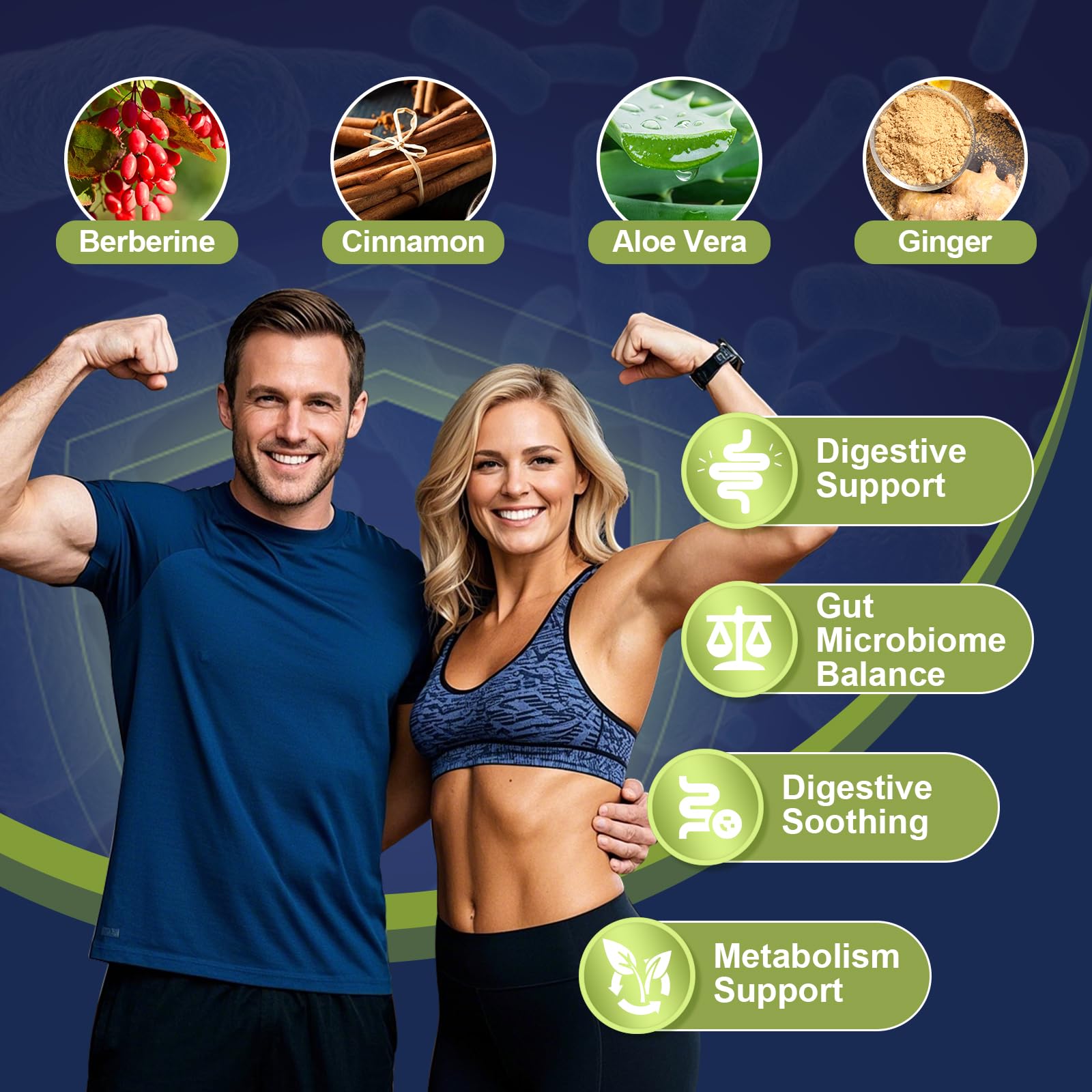Migcopat Probiotic Prebiotic, Postbiotic & Digestive Enzymes for Digestive Health, 80 Billion CFU Probiotics Complete Gut Support with Berberine, Cinnamon, L-Glutamine