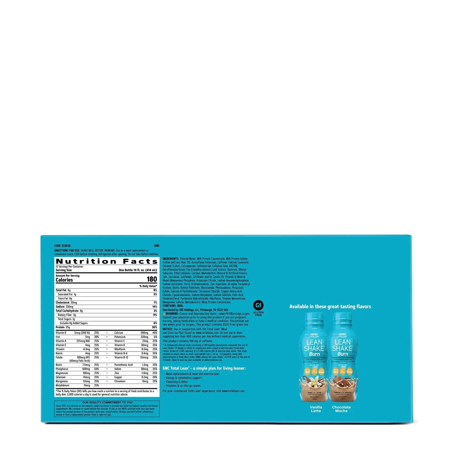 GNC Total Lean Lean Shake Burn - Vanilla Latte - 12 Bottles GNC Au supplements