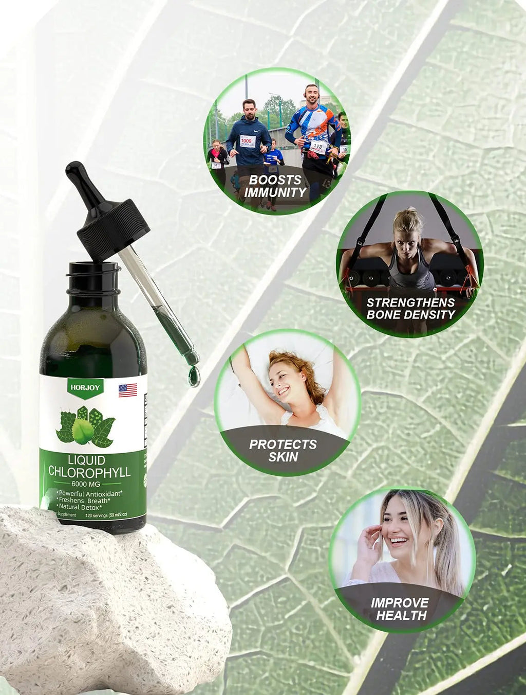 Chlorophyll Liquid Drops - 100% Natural Energy Booster and Immune Support - Internal Horjoy Au supplements