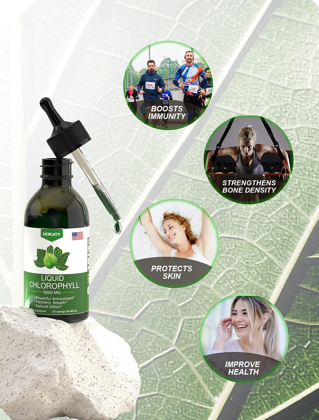 Chlorophyll Liquid Drops - 100% Natural Energy Booster and Immune Support - Internal Deodorant and Detox - Altitude Sickness Relief - Fast Absorption