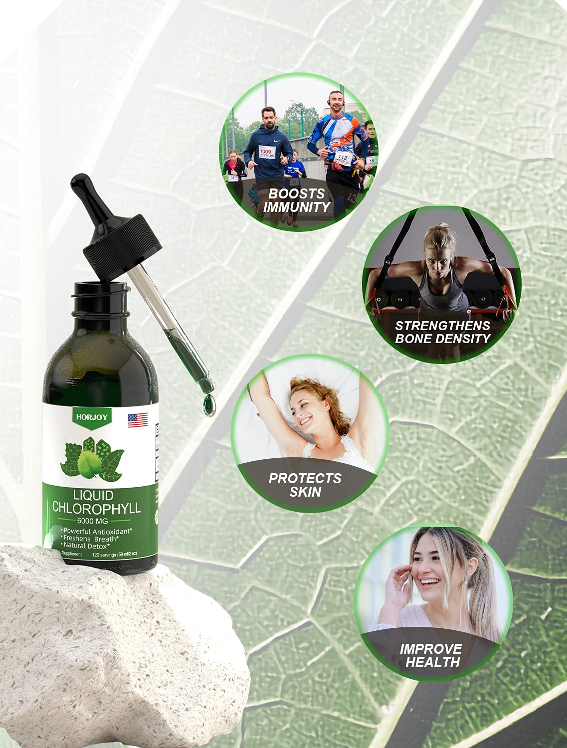 Chlorophyll Liquid Drops - 100% Natural Energy Booster and Immune Support - Internal Deodorant and Detox - Altitude Sickness Relief - Fast Absorption