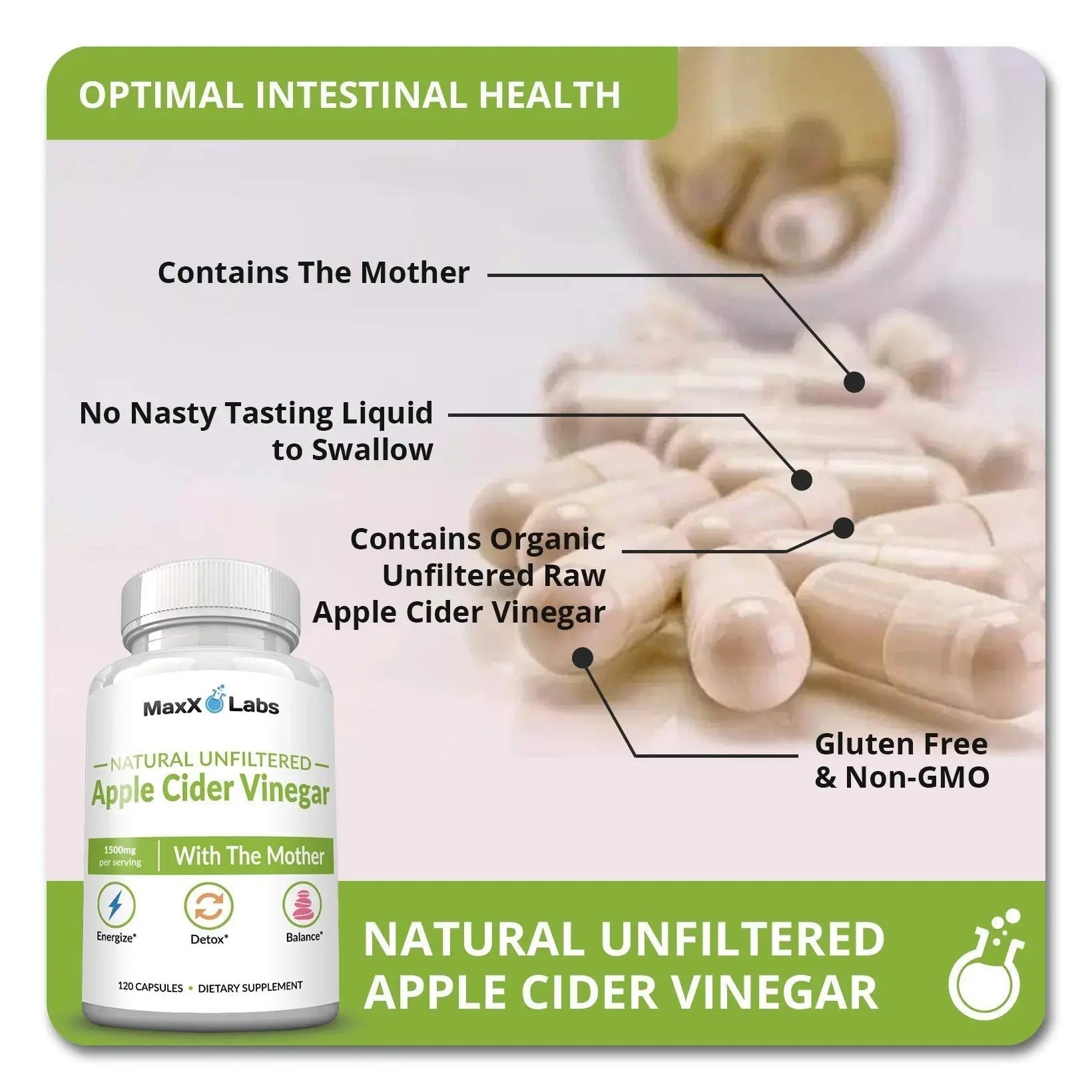 Apple Cider Vinegar Capsules with The Mother - Healthy Keto Diet Supplements MaxX Labs Au supplements