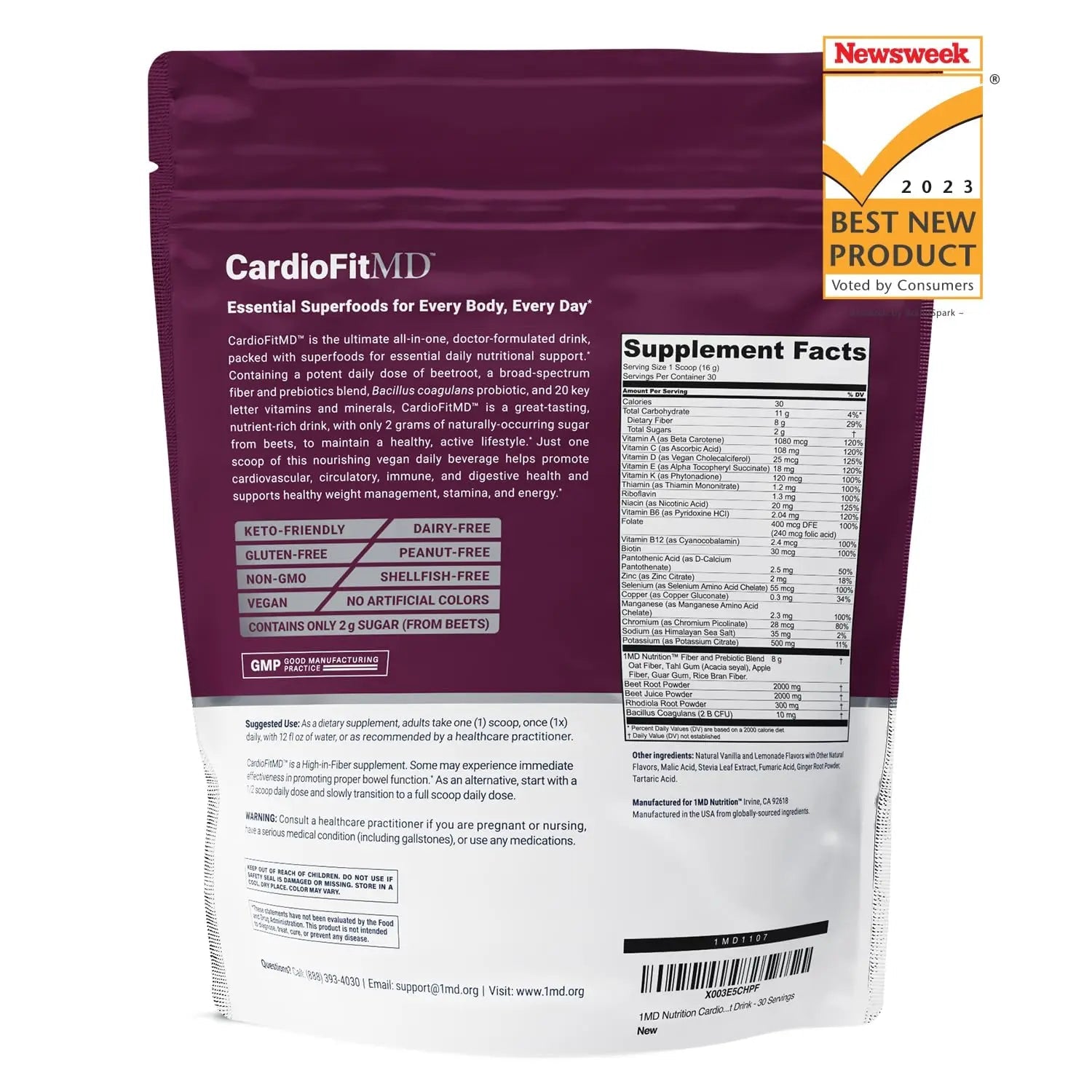 1MD Nutrition CardioFitMD - Vegan Beets Superfood Keto-Friendly Heart Health Powder 1MD Nutrition Au supplements