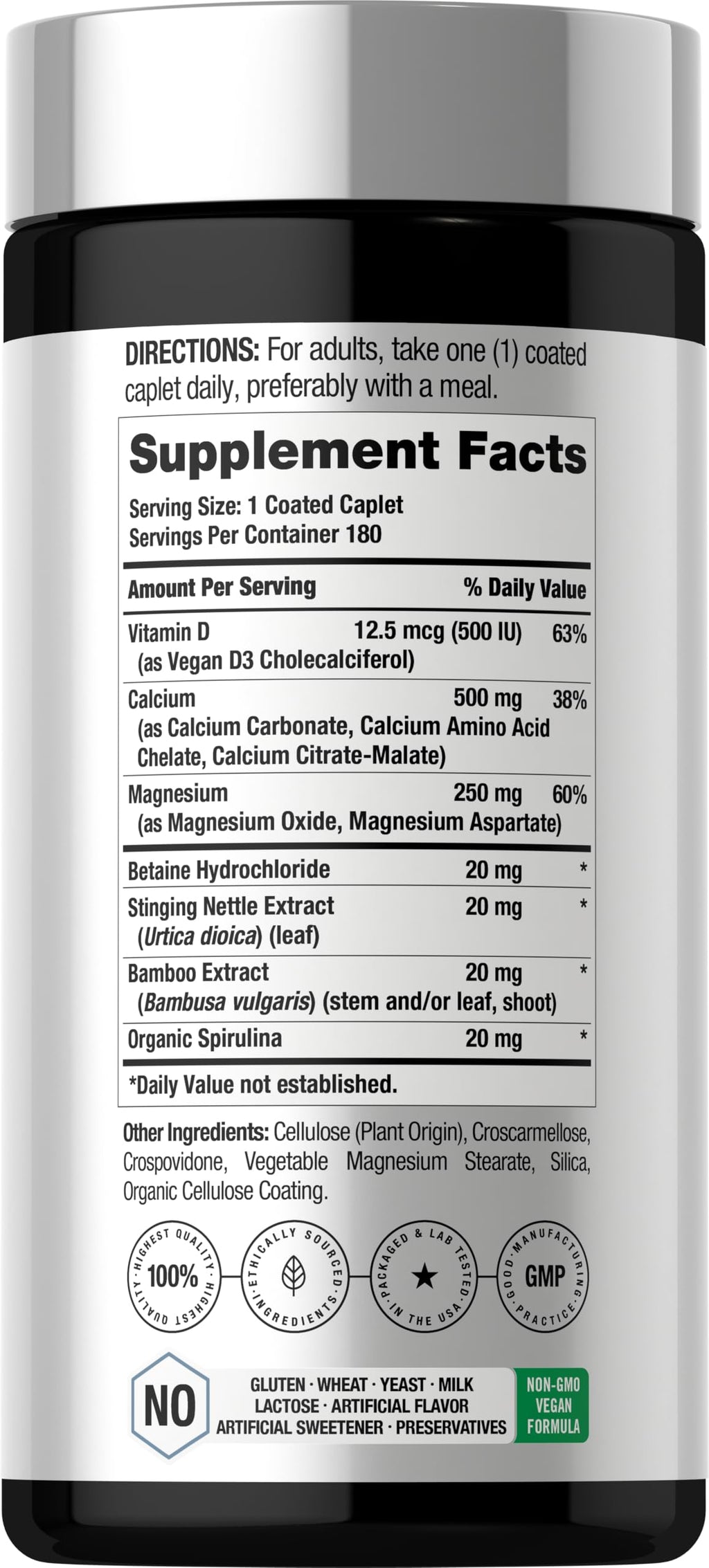 Horbäach Calcium Magnesium D3 | 180 Coated Caplets | Supports Bone Density | Supplement for Men and Women