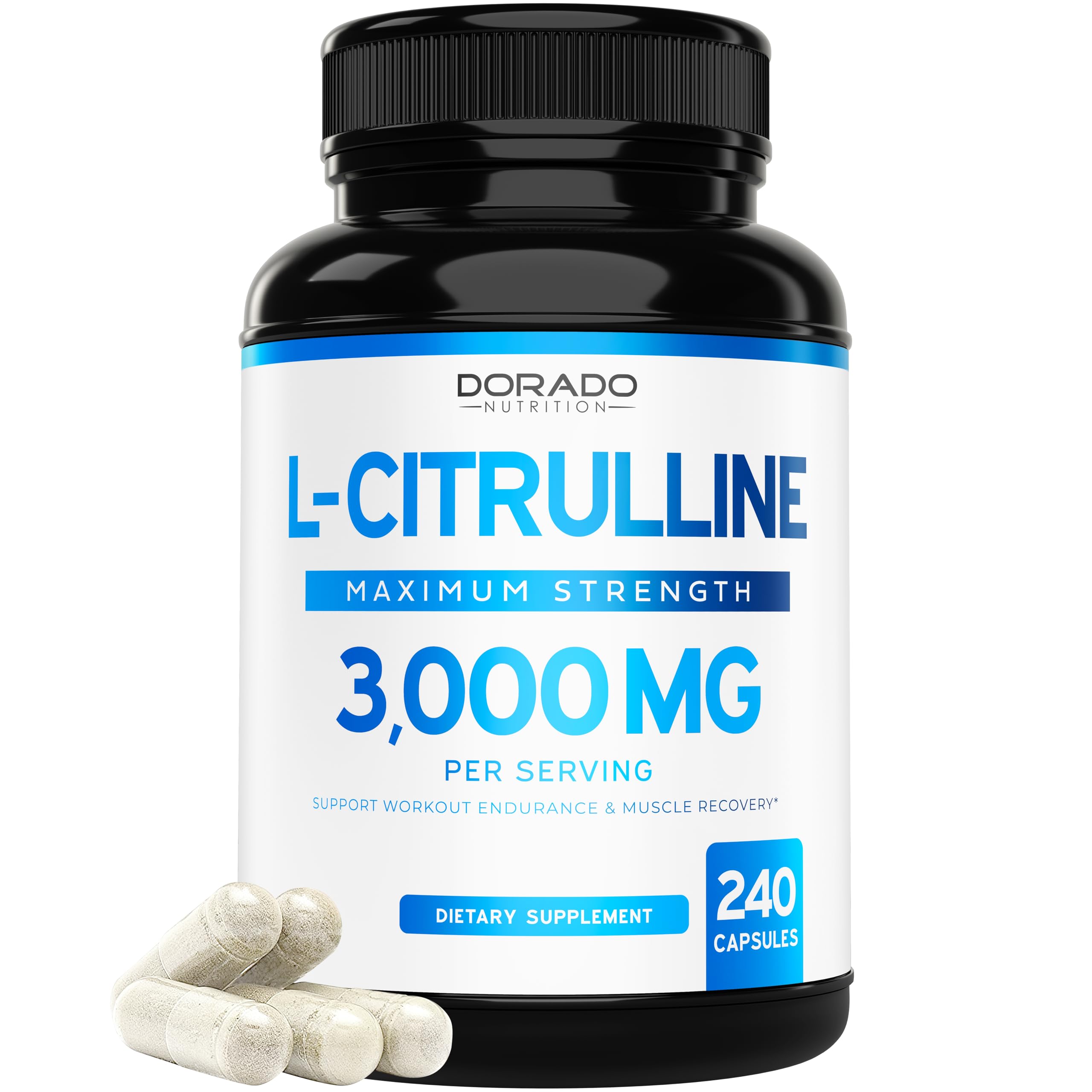 L Citrulline 3000mg Supplement (240 Capsules) Support L Arginine & Nitric Oxide Pills - L-Citrulline For Men & Women - Muscle Recovery & Pump Supplement