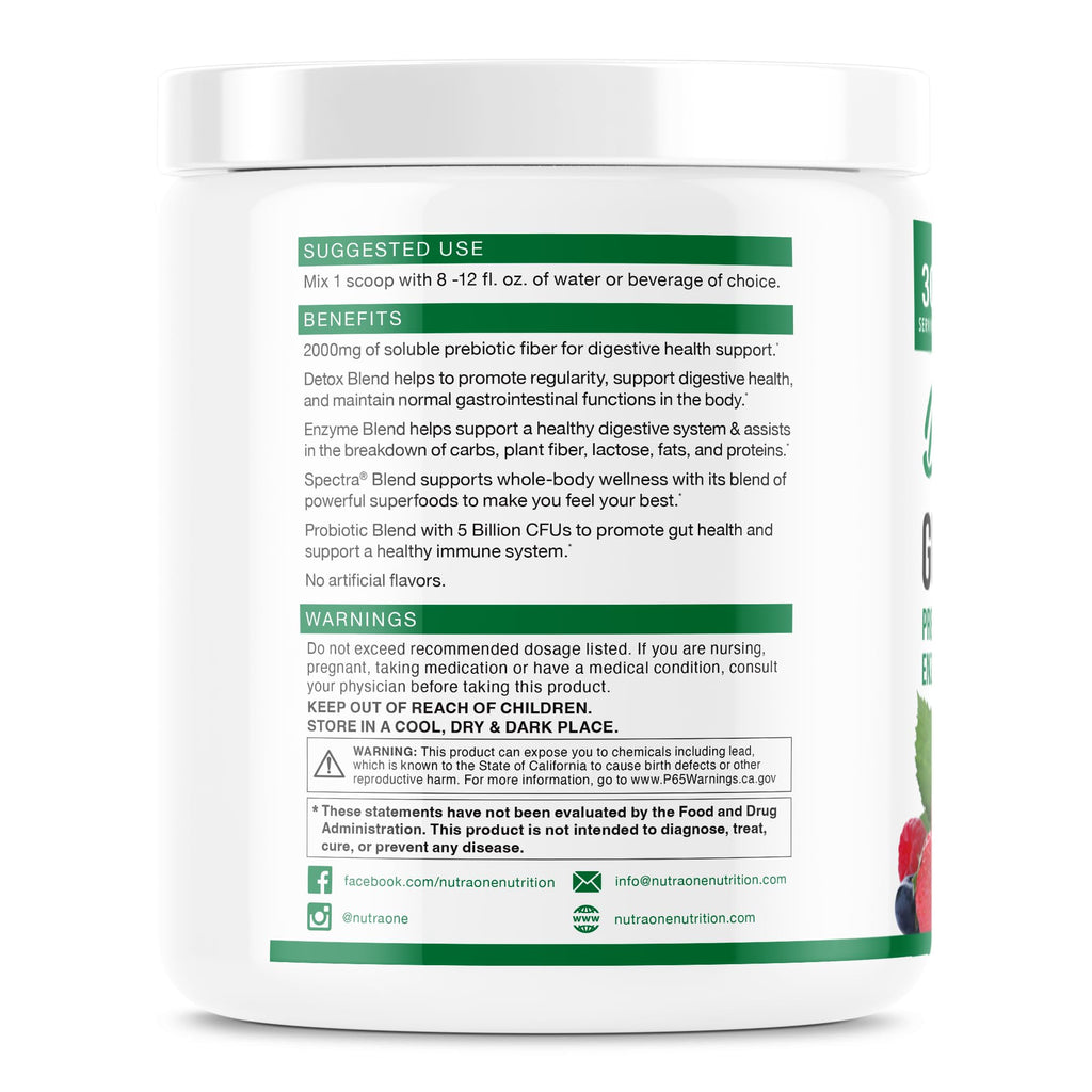 DetoxOne Daily Gut Health Powder* |  Supports Normal/Healthy Digestive Function*| Promotes Detoxification*| Boost Energy & Improves Nutrient Absorption*